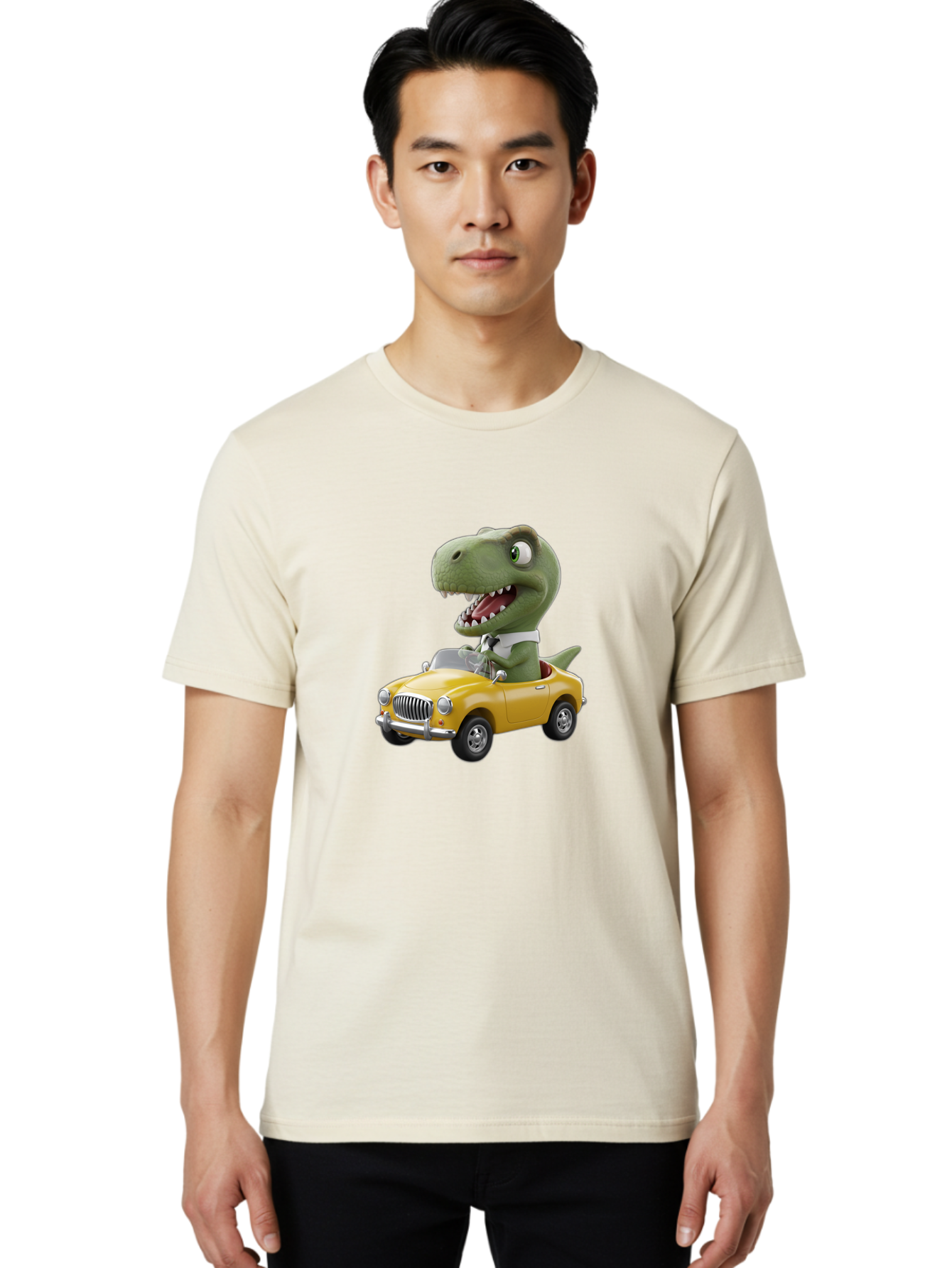 Dino-Driving-Convertible Men'S Graphic Tee, 100% Cotton, Comfortable Casual Summer Wear, Machine Washable, Vintage Camera, Old Camera, Antique Camera, Black Camera, Classic Photography, Photography Equipment, Nostalgic Device, Film Camera, Bah909