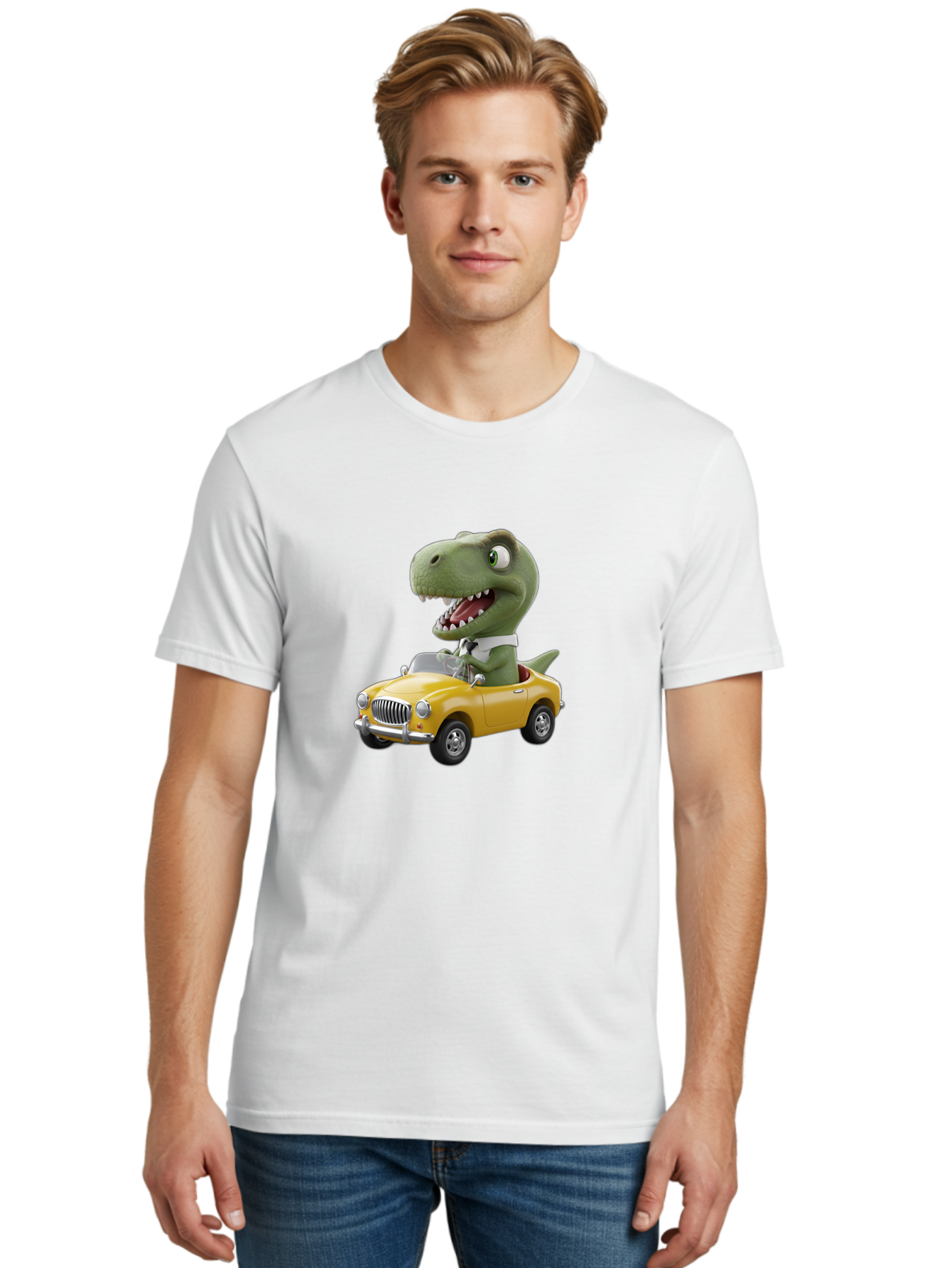 Dino-Driving-Convertible Men'S Graphic Tee, 100% Cotton, Comfortable Casual Summer Wear, Machine Washable, Vintage Camera, Old Camera, Antique Camera, Black Camera, Classic Photography, Photography Equipment, Nostalgic Device, Film Camera, Bah909