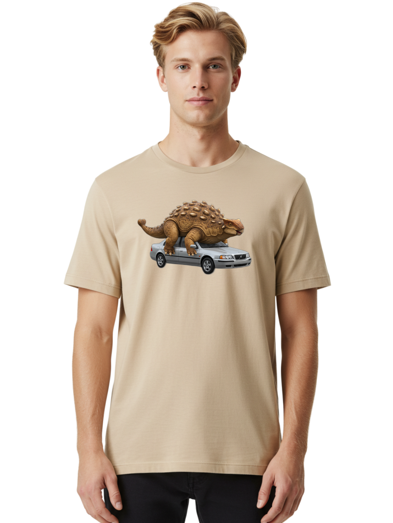 Dino-On-Volvo Men'S Graphic Tee, 100% Cotton, Comfortable Casual Summer Wear, Machine Washable, Vintage Camera, Old Camera, Antique Camera, Black Camera, Classic Photography, Photography Equipment, Nostalgic Device, Film Camera, Camera Art Bah921