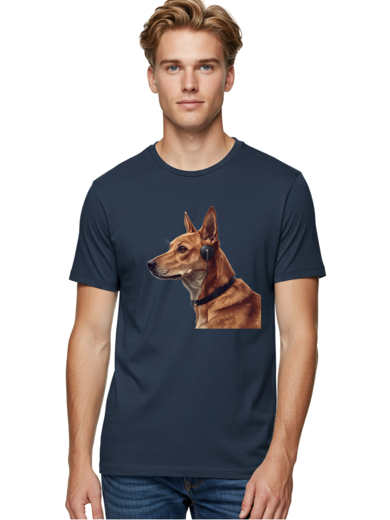 Dog-With-Headphones-2 Men'S Graphic Tee, 100% Cotton, Comfortable Casual Summer Wear, Machine Washable, Vintage Camera, Old Camera, Antique Camera, Black Camera, Classic Photography, Photography Equipment, Nostalgic Device, Film Camera, Bah949