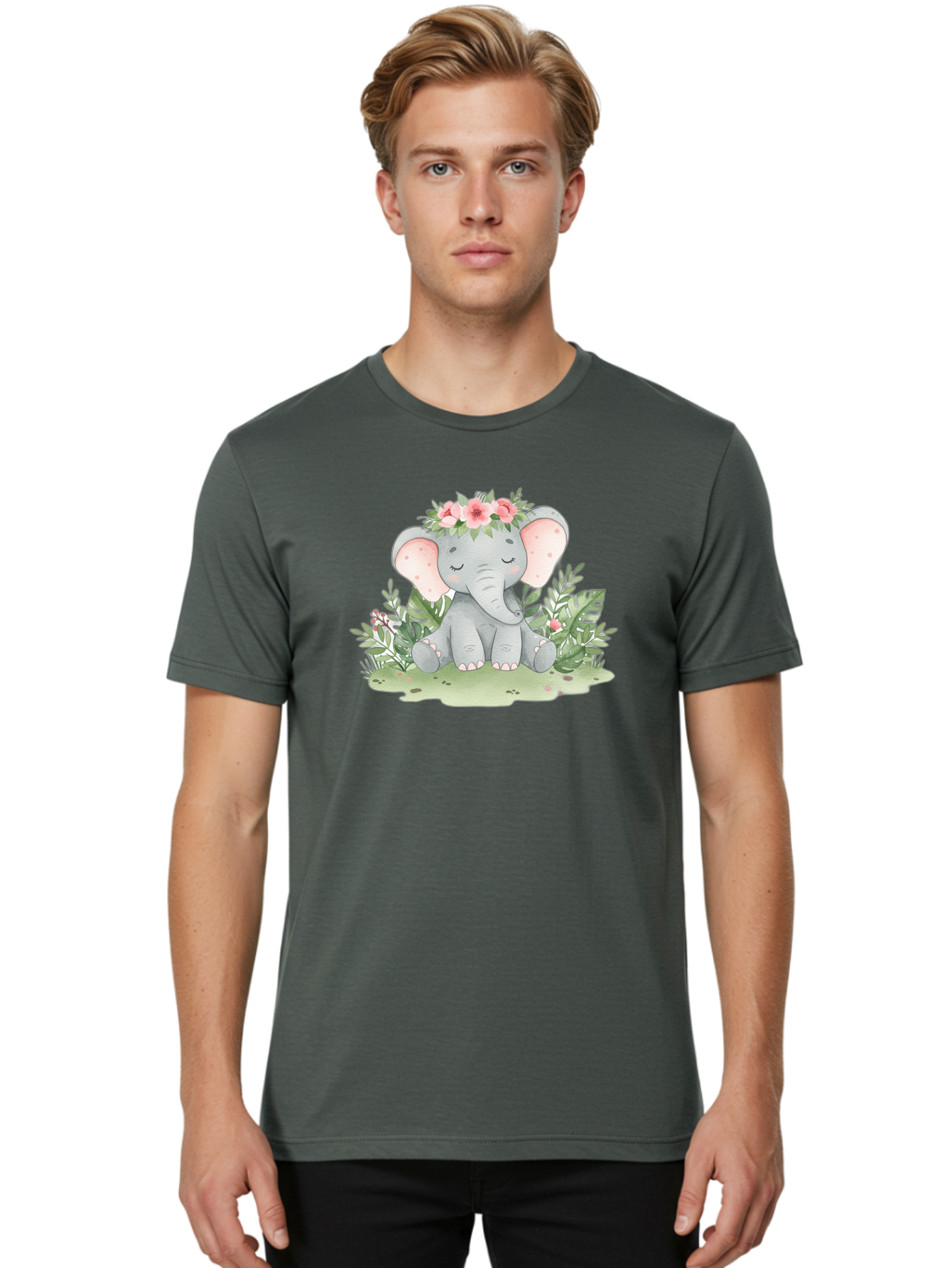 Elephant-With-Floral-Crown Men'S Graphic Tee, 100% Cotton, Comfortable Casual Summer Wear, Machine Washable, Vintage Camera, Old Camera, Antique Camera, Black Camera, Classic Photography, Photography Equipment, Nostalgic Device, Film Camera, Bah972