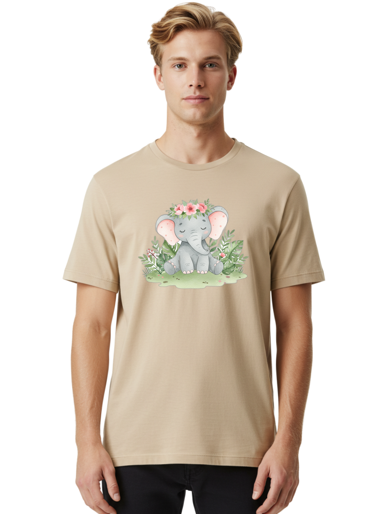 Elephant-With-Floral-Crown Men'S Graphic Tee, 100% Cotton, Comfortable Casual Summer Wear, Machine Washable, Vintage Camera, Old Camera, Antique Camera, Black Camera, Classic Photography, Photography Equipment, Nostalgic Device, Film Camera, Bah972