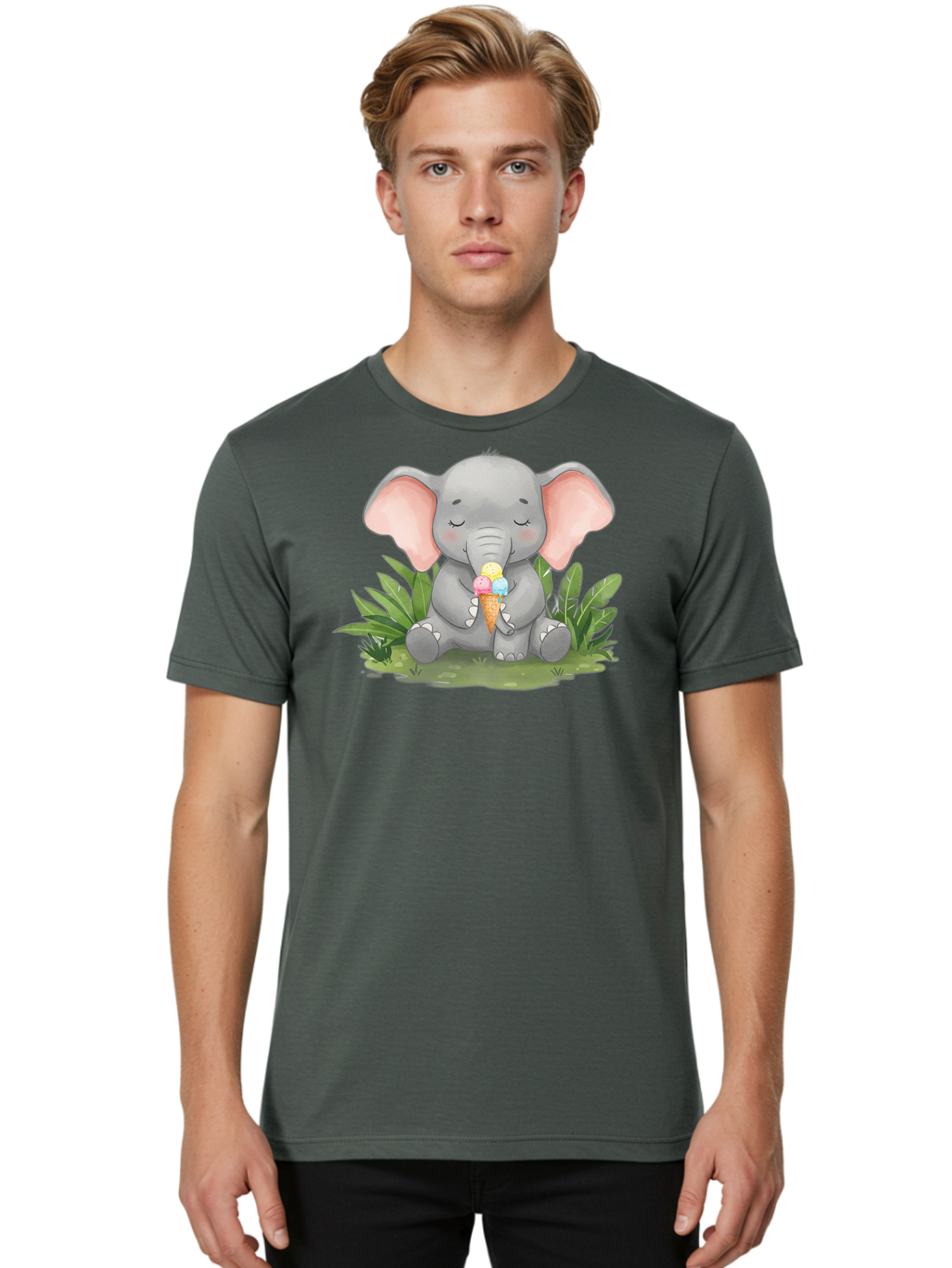 Elephant-With-Ice-Cream Men'S Graphic Tee, 100% Cotton, Comfortable Casual Summer Wear, Machine Washable, Vintage Camera, Old Camera, Antique Camera, Black Camera, Classic Photography, Photography Equipment, Nostalgic Device, Film Camera, Bah973