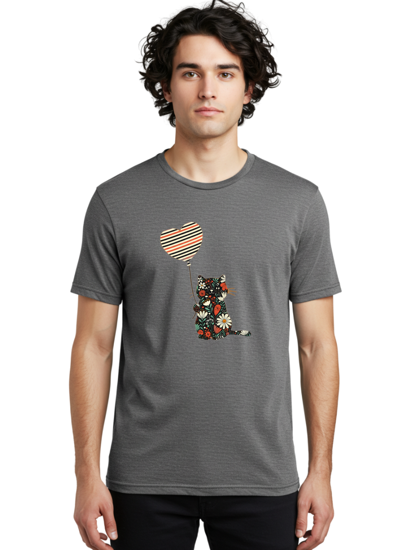 Floral-Cat-Heart-Balloon Men'S Graphic Tee, 100% Cotton, Comfortable Casual Summer Wear, Machine Washable, Vintage Camera, Old Camera, Antique Camera, Black Camera, Classic Photography, Photography Equipment, Nostalgic Device, Film Camera, Bah997