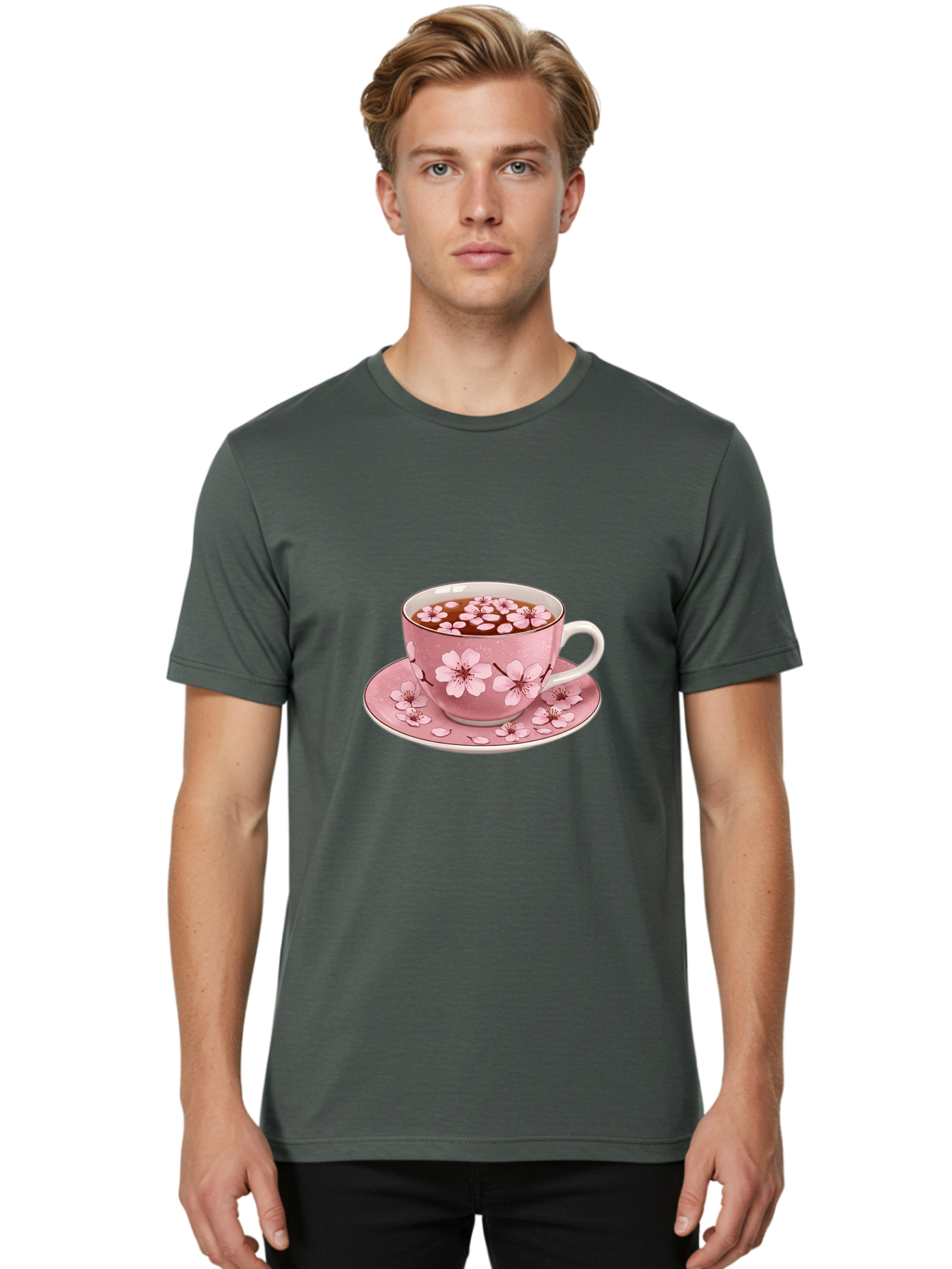 Floral-Tea-Cup-1 Men'S Graphic Tee, 100% Cotton, Comfortable Casual Summer Wear, Machine Washable, Vintage Camera, Old Camera, Antique Camera, Black Camera, Classic Photography, Photography Equipment, Nostalgic Device, Film Camera, Camera Art Bai000