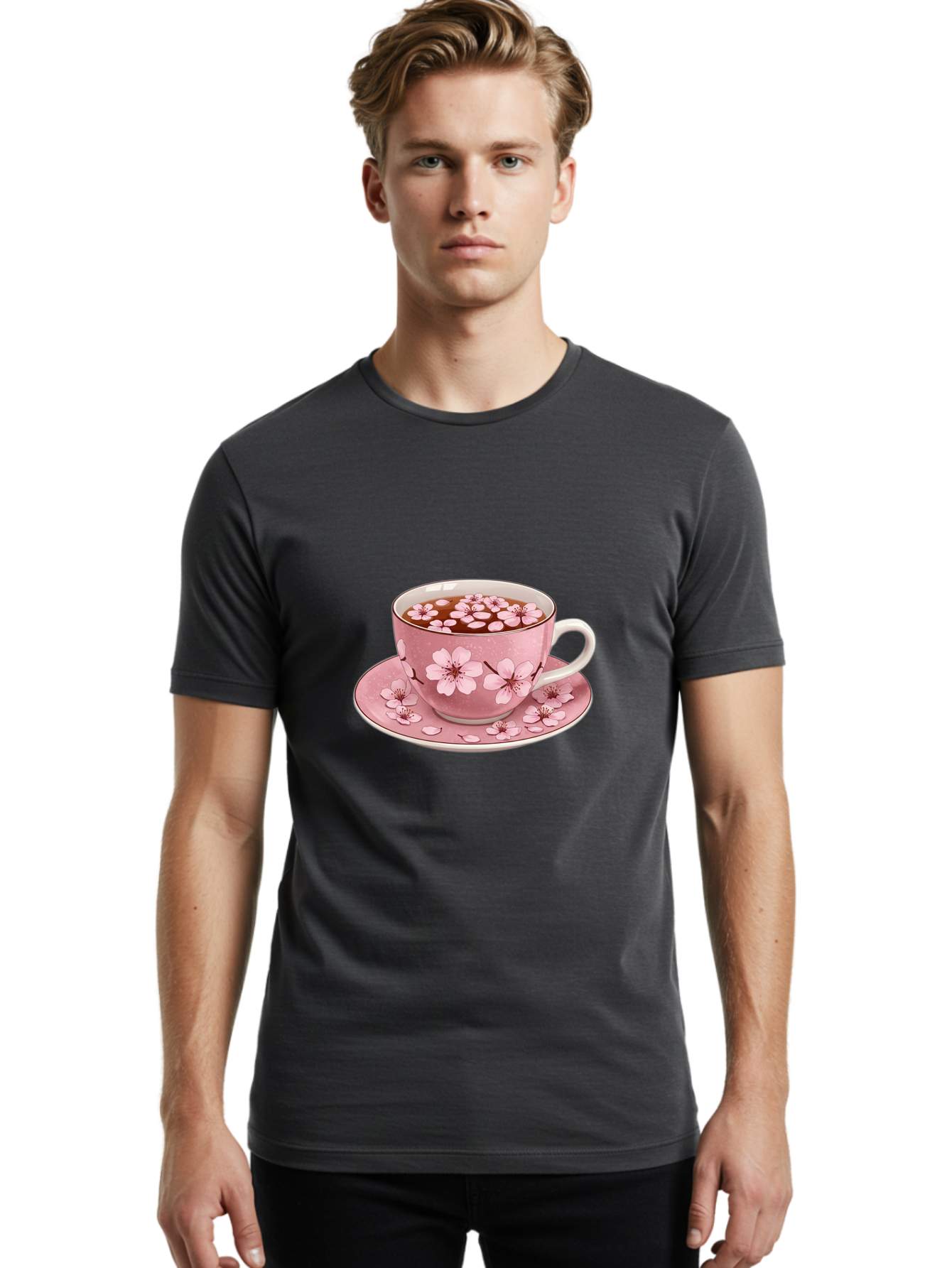 Floral-Tea-Cup-1 Men'S Graphic Tee, 100% Cotton, Comfortable Casual Summer Wear, Machine Washable, Vintage Camera, Old Camera, Antique Camera, Black Camera, Classic Photography, Photography Equipment, Nostalgic Device, Film Camera, Camera Art Bai000