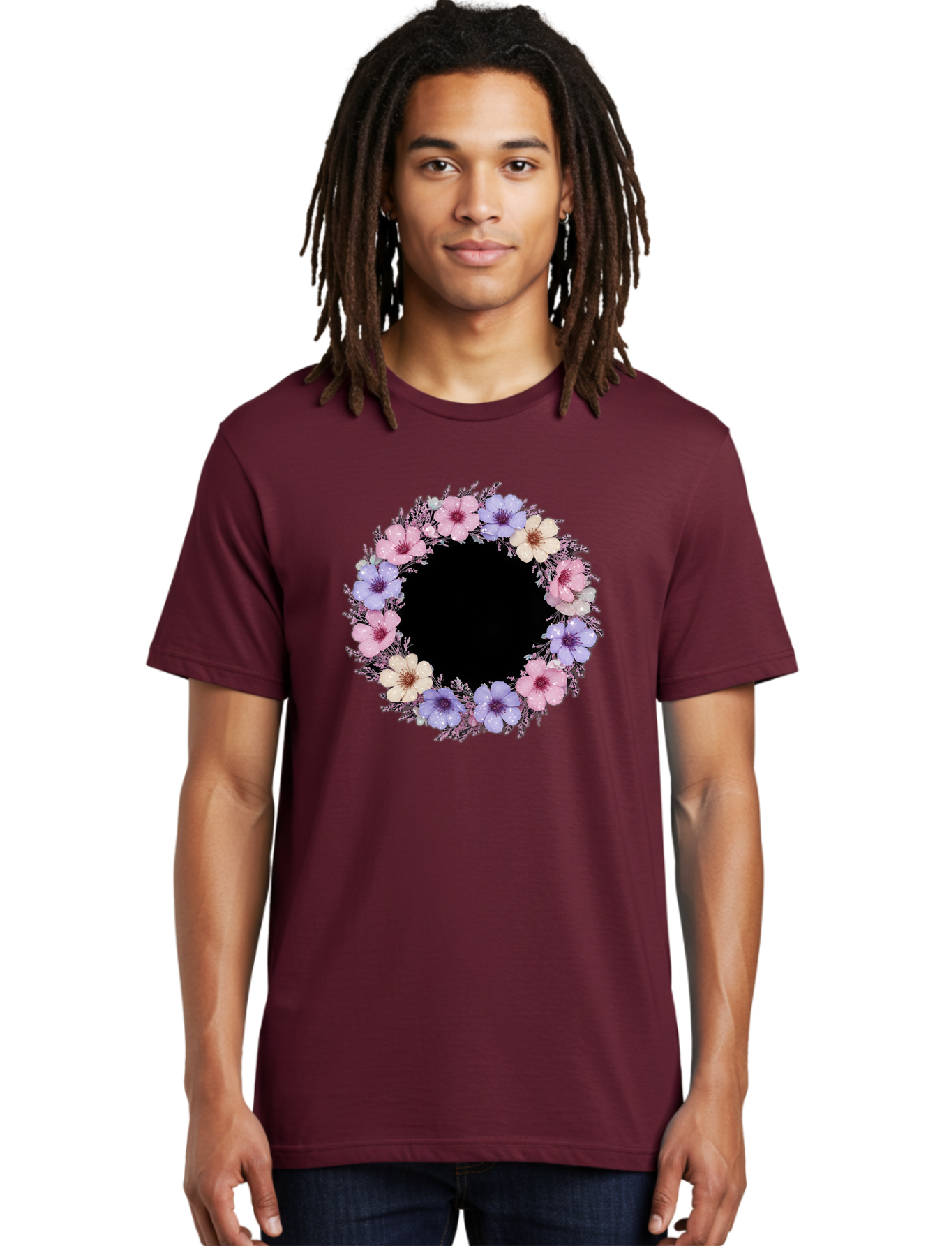 Floral-Wreath Men'S Graphic Tee, 100% Cotton, Comfortable Casual Summer Wear, Machine Washable, Vintage Camera, Old Camera, Antique Camera, Black Camera, Classic Photography, Photography Equipment, Nostalgic Device, Film Camera, Camera Art Bai005
