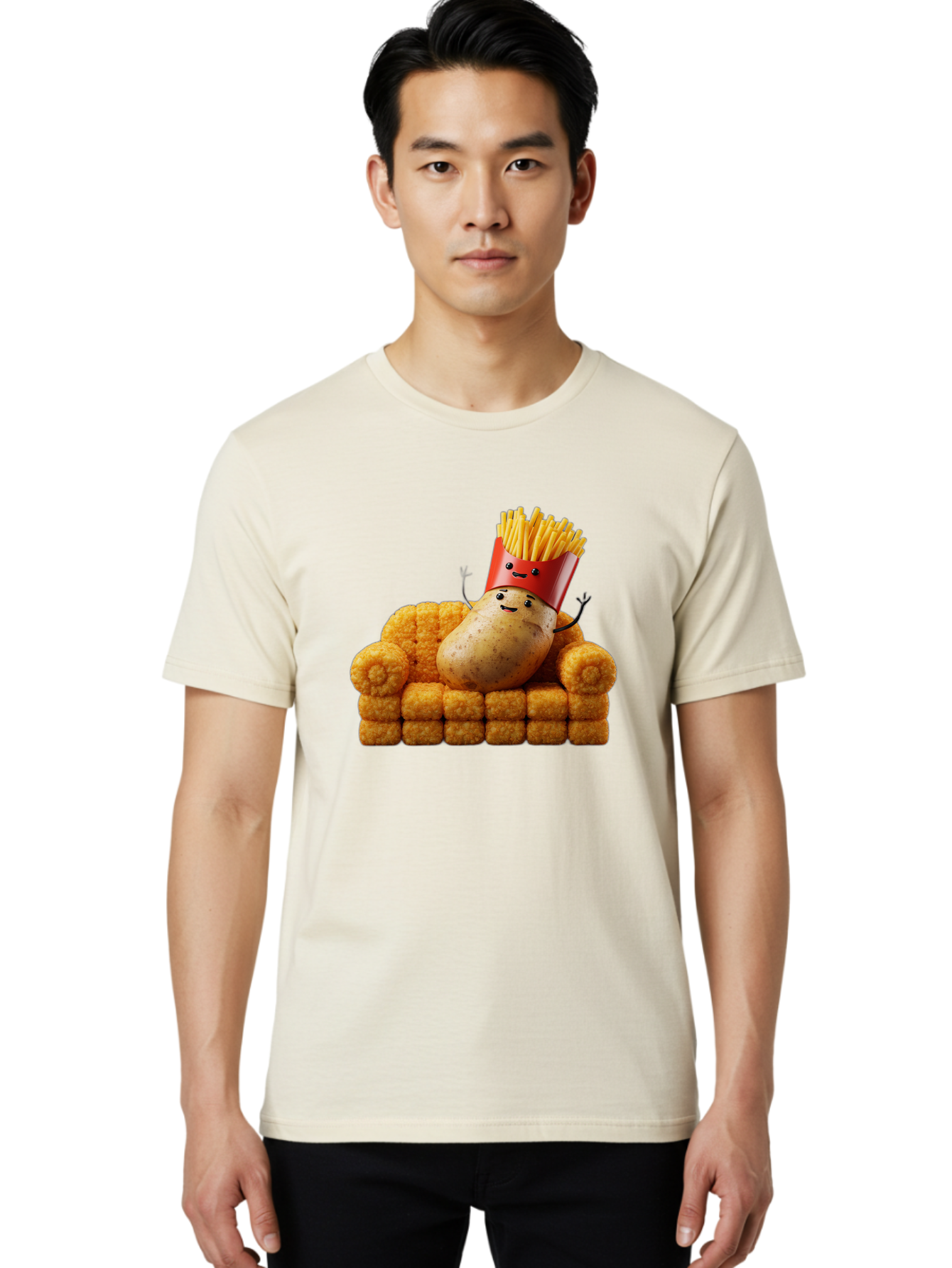 French-Fries-With-Potato Men'S Graphic Tee, 100% Cotton, Comfortable Casual Summer Wear, Machine Washable, Vintage Camera, Old Camera, Antique Camera, Black Camera, Classic Photography, Photography Equipment, Nostalgic Device, Film Camera, Bai008