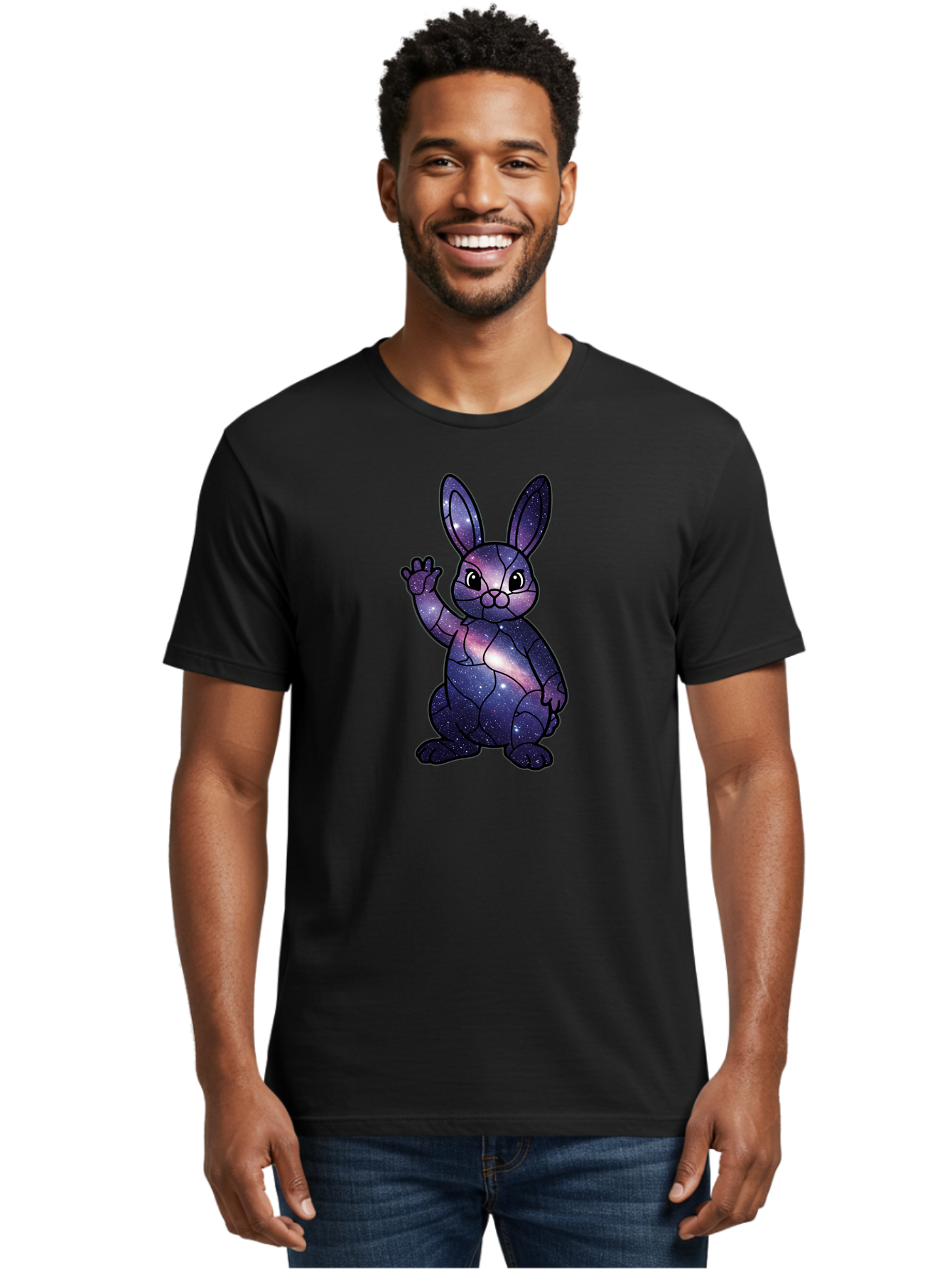 Galaxy-Bunny-1 Men'S Graphic Tee, 100% Cotton, Comfortable Casual Summer Wear, Machine Washable, Vintage Camera, Old Camera, Antique Camera, Black Camera, Classic Photography, Photography Equipment, Nostalgic Device, Film Camera, Camera Art Bai013