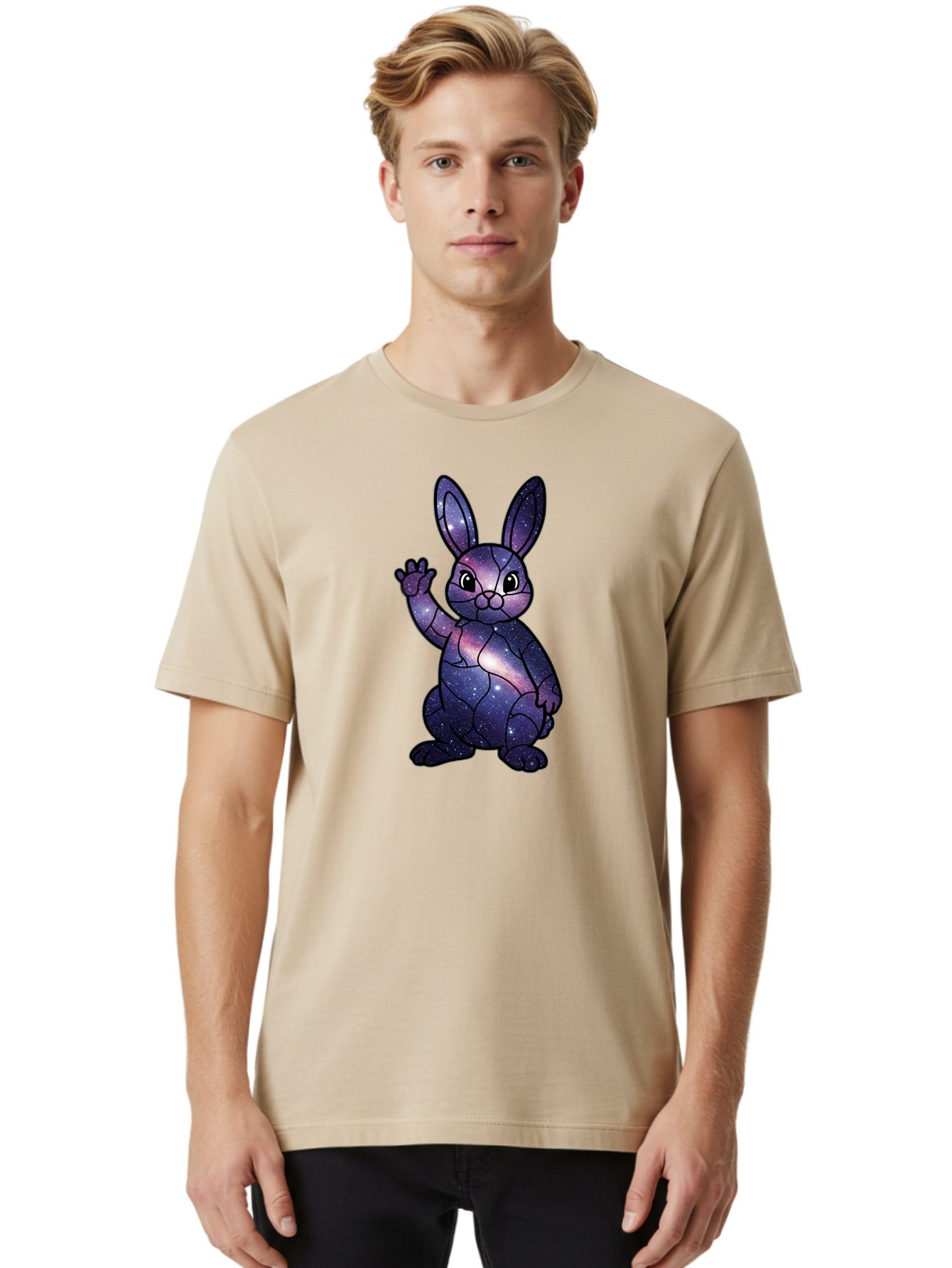 Galaxy-Bunny-1 Men'S Graphic Tee, 100% Cotton, Comfortable Casual Summer Wear, Machine Washable, Vintage Camera, Old Camera, Antique Camera, Black Camera, Classic Photography, Photography Equipment, Nostalgic Device, Film Camera, Camera Art Bai013