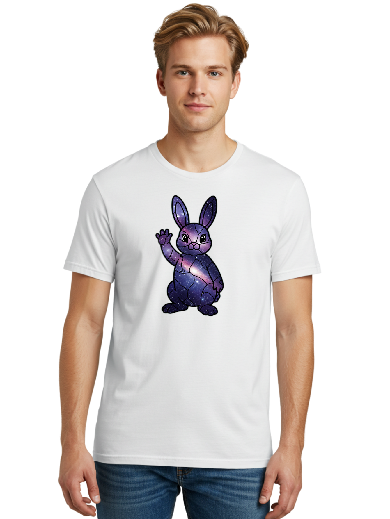 Galaxy-Bunny-1 Men'S Graphic Tee, 100% Cotton, Comfortable Casual Summer Wear, Machine Washable, Vintage Camera, Old Camera, Antique Camera, Black Camera, Classic Photography, Photography Equipment, Nostalgic Device, Film Camera, Camera Art Bai013