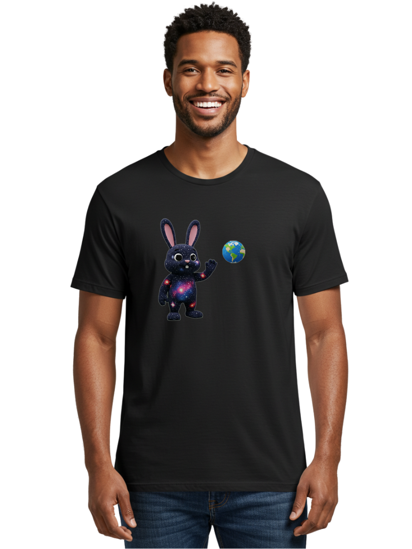 Galaxy-Bunny-2 Men'S Graphic Tee, 100% Cotton, Comfortable Casual Summer Wear, Machine Washable, Vintage Camera, Old Camera, Antique Camera, Black Camera, Classic Photography, Photography Equipment, Nostalgic Device, Film Camera, Camera Art Bai014
