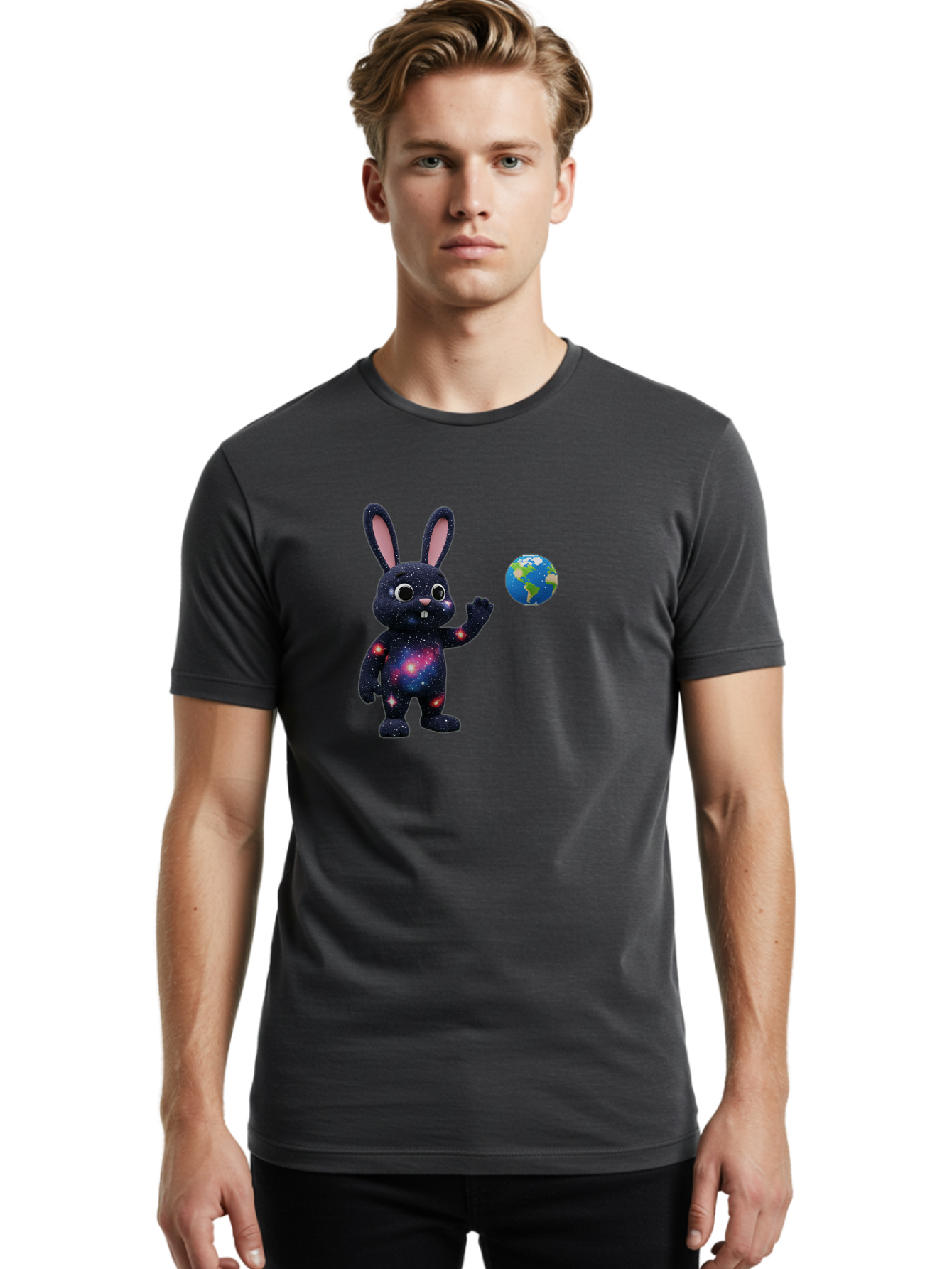 Galaxy-Bunny-2 Men'S Graphic Tee, 100% Cotton, Comfortable Casual Summer Wear, Machine Washable, Vintage Camera, Old Camera, Antique Camera, Black Camera, Classic Photography, Photography Equipment, Nostalgic Device, Film Camera, Camera Art Bai014