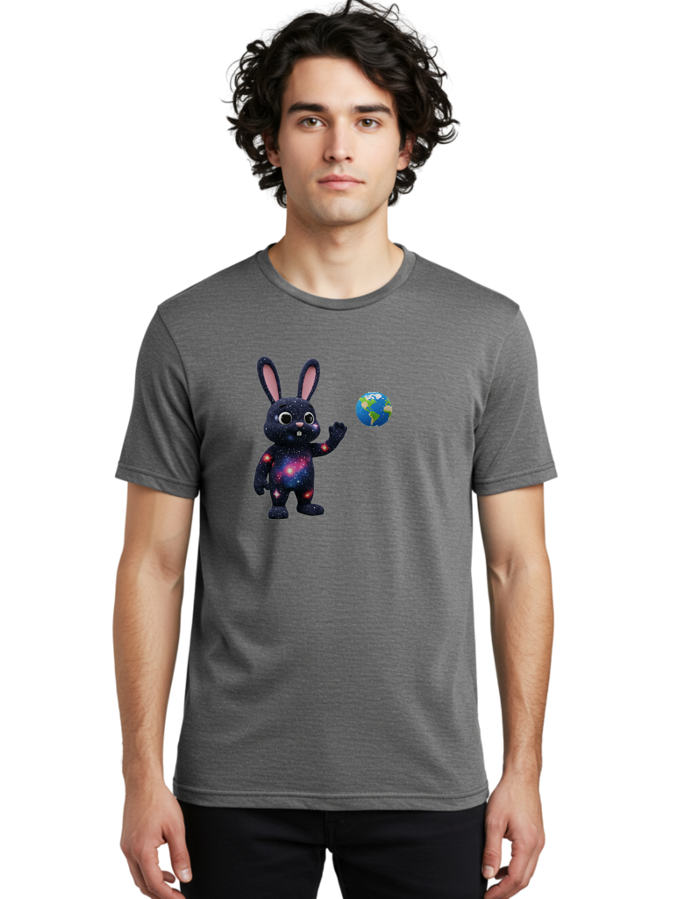 Galaxy-Bunny-2 Men'S Graphic Tee, 100% Cotton, Comfortable Casual Summer Wear, Machine Washable, Vintage Camera, Old Camera, Antique Camera, Black Camera, Classic Photography, Photography Equipment, Nostalgic Device, Film Camera, Camera Art Bai014