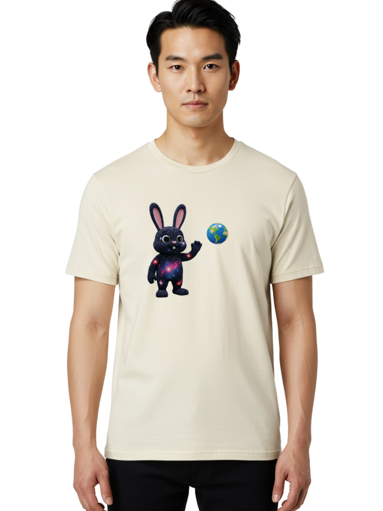 Galaxy-Bunny-2 Men'S Graphic Tee, 100% Cotton, Comfortable Casual Summer Wear, Machine Washable, Vintage Camera, Old Camera, Antique Camera, Black Camera, Classic Photography, Photography Equipment, Nostalgic Device, Film Camera, Camera Art Bai014