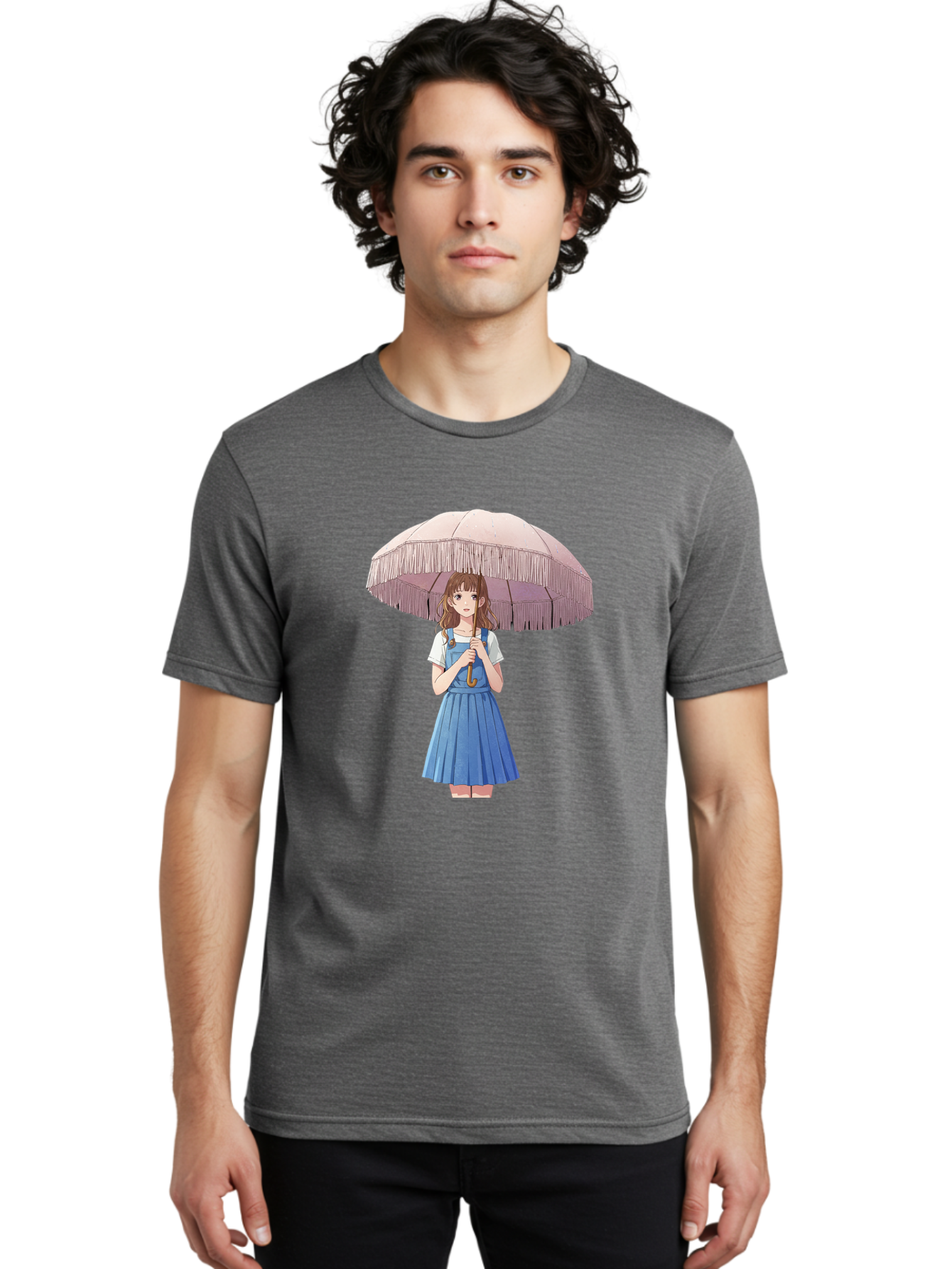 Girl-With-Parasol-2 Men'S Graphic Tee, 100% Cotton, Comfortable Casual Summer Wear, Machine Washable, Vintage Camera, Old Camera, Antique Camera, Black Camera, Classic Photography, Photography Equipment, Nostalgic Device, Film Camera, Bai031
