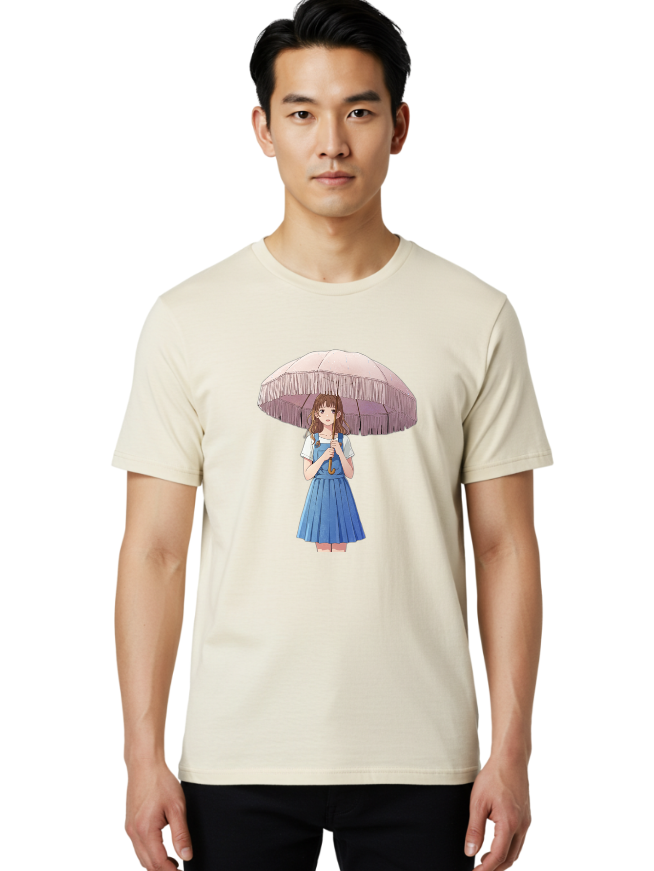 Girl-With-Parasol-2 Men'S Graphic Tee, 100% Cotton, Comfortable Casual Summer Wear, Machine Washable, Vintage Camera, Old Camera, Antique Camera, Black Camera, Classic Photography, Photography Equipment, Nostalgic Device, Film Camera, Bai031