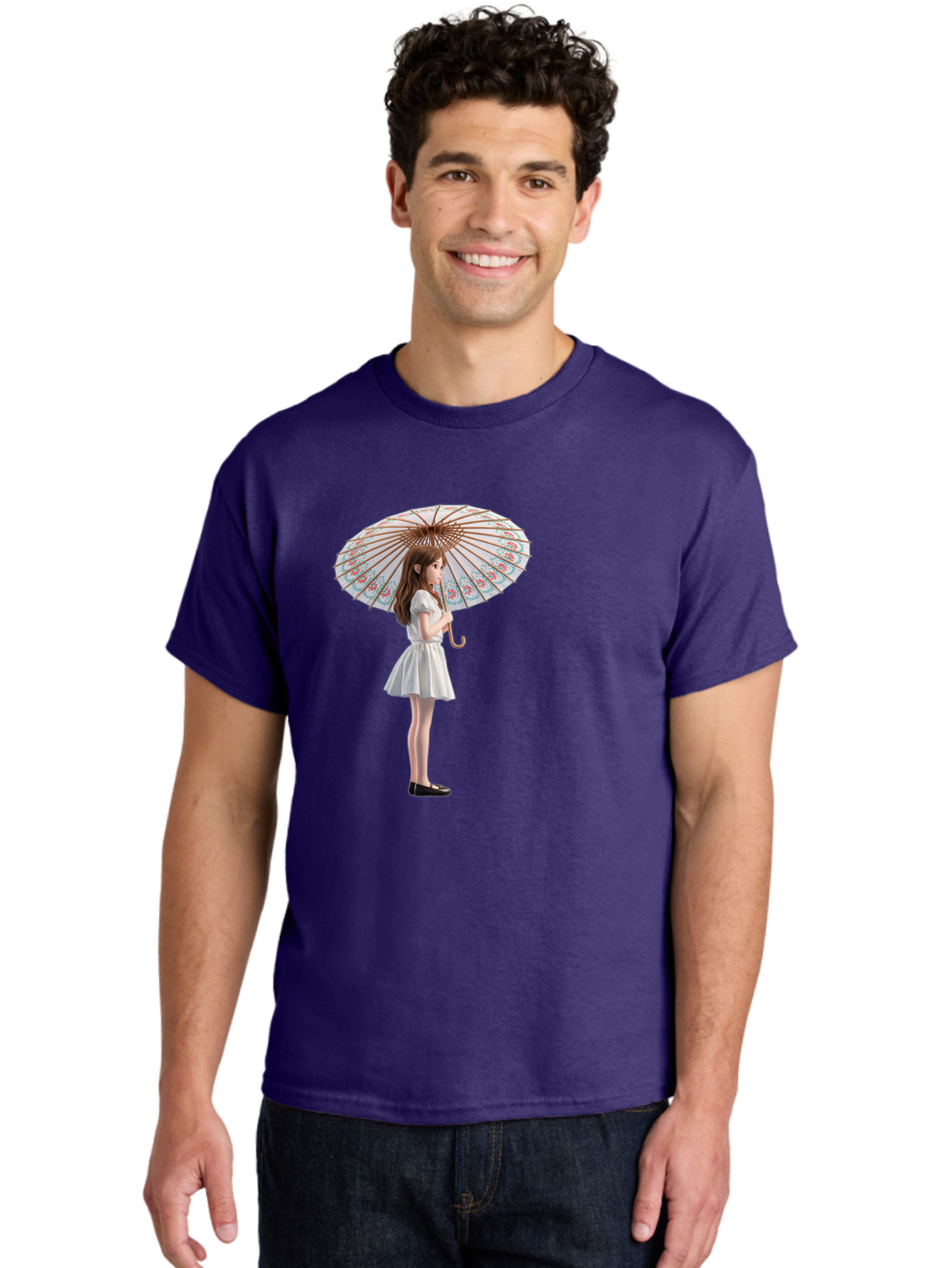 Girl-With-Parasol-3 Men'S Graphic Tee, 100% Cotton, Comfortable Casual Summer Wear, Machine Washable, Vintage Camera, Old Camera, Antique Camera, Black Camera, Classic Photography, Photography Equipment, Nostalgic Device, Film Camera, Bai032