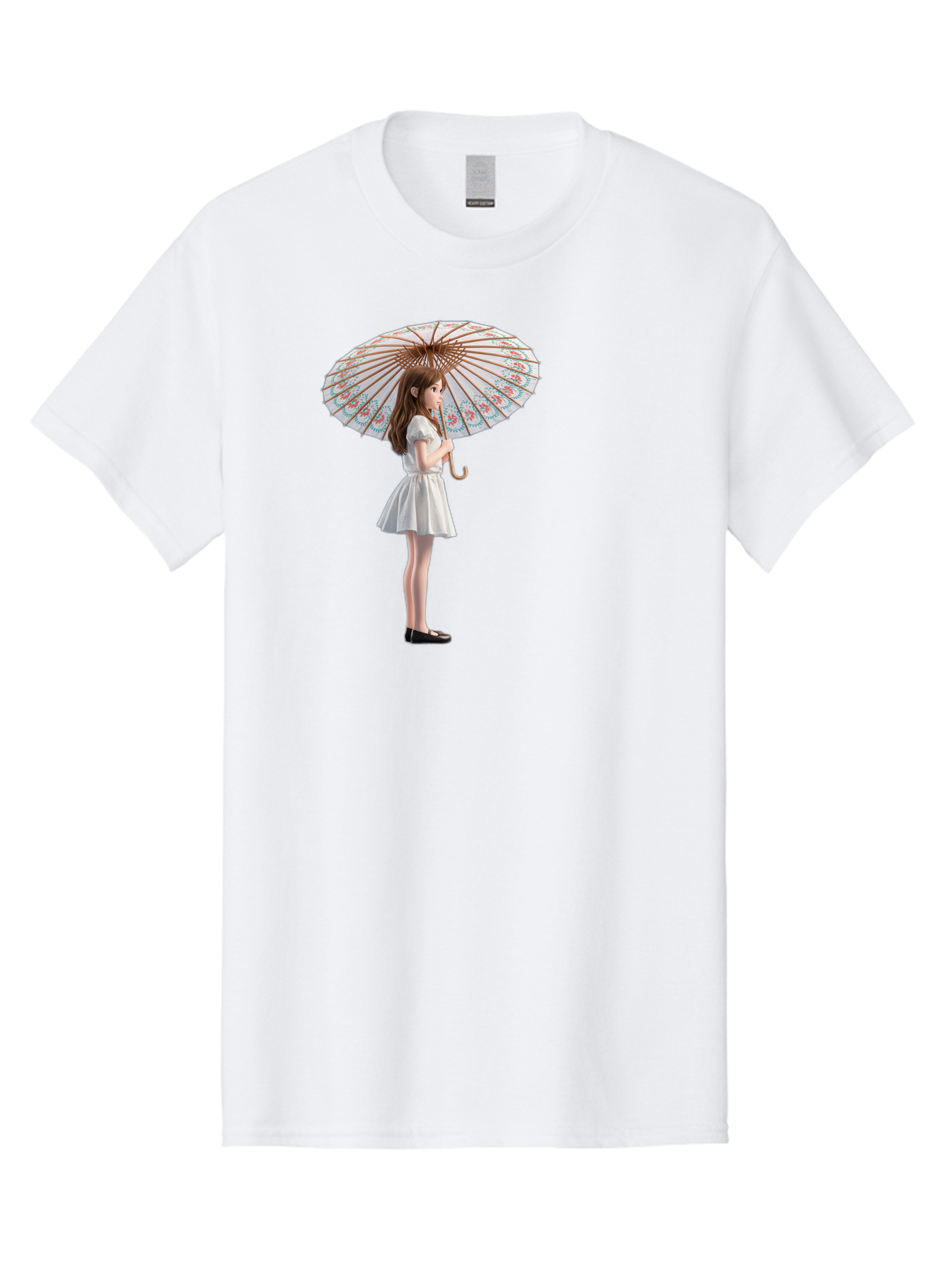 Girl-With-Parasol-3 Men'S Graphic Tee, 100% Cotton, Comfortable Casual Summer Wear, Machine Washable, Vintage Camera, Old Camera, Antique Camera, Black Camera, Classic Photography, Photography Equipment, Nostalgic Device, Film Camera, Bai032
