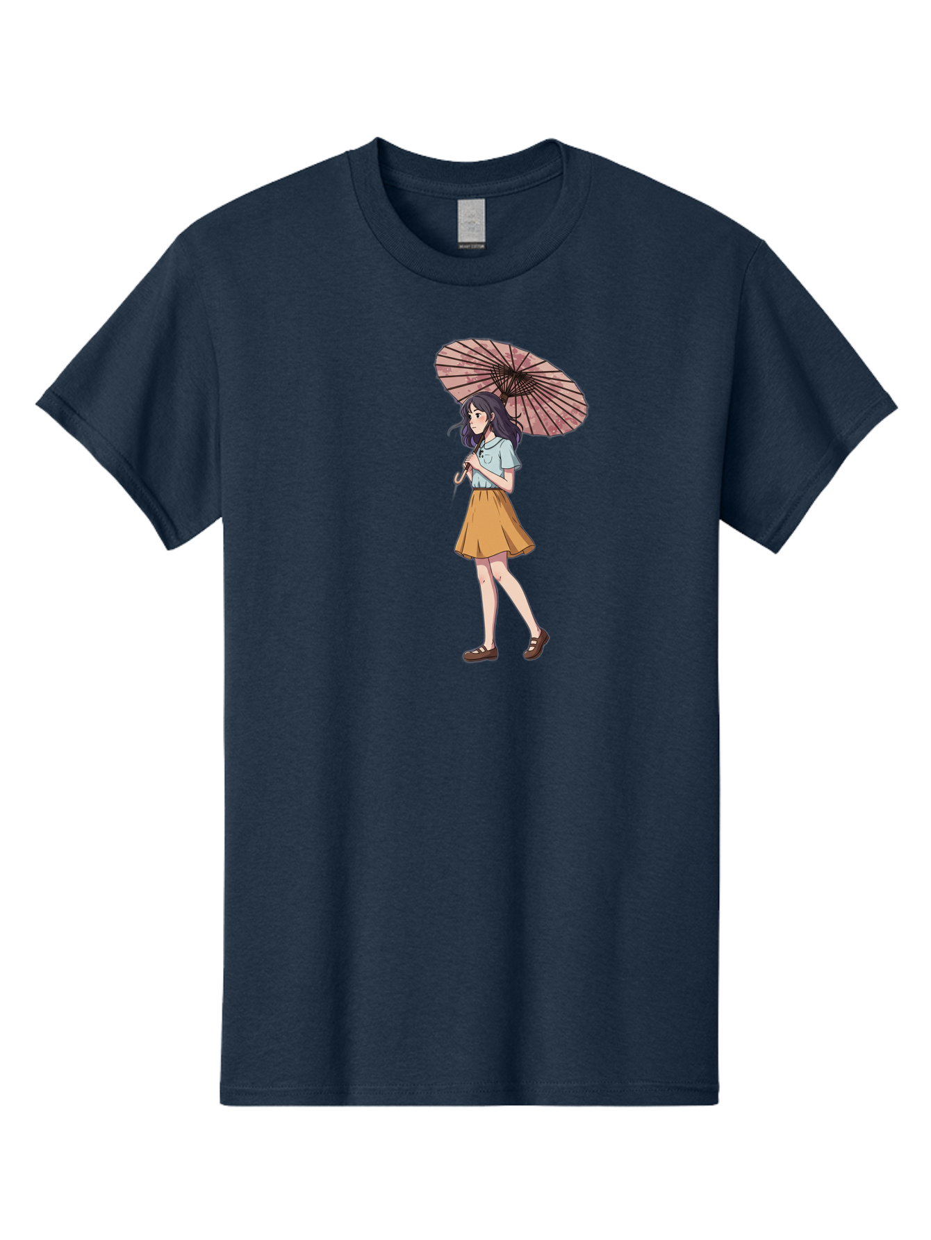 Girl-With-Parasol-4 Men'S Graphic Tee, 100% Cotton, Comfortable Casual Summer Wear, Machine Washable, Vintage Camera, Old Camera, Antique Camera, Black Camera, Classic Photography, Photography Equipment, Nostalgic Device, Film Camera, Bai033