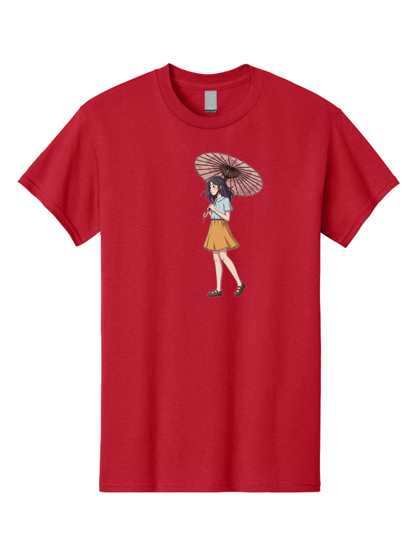 Girl-With-Parasol-4 Men'S Graphic Tee, 100% Cotton, Comfortable Casual Summer Wear, Machine Washable, Vintage Camera, Old Camera, Antique Camera, Black Camera, Classic Photography, Photography Equipment, Nostalgic Device, Film Camera, Bai033