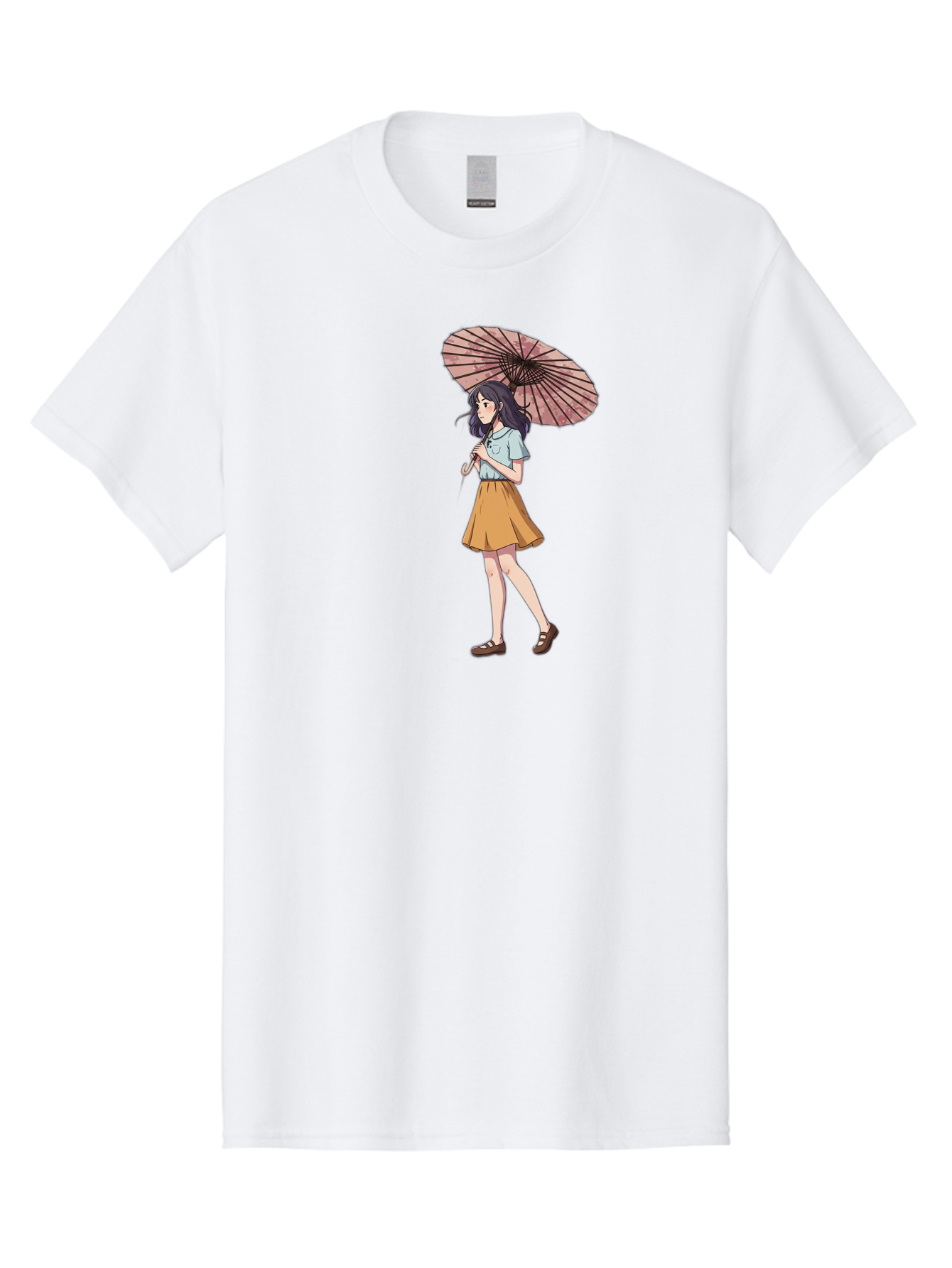Girl-With-Parasol-4 Men'S Graphic Tee, 100% Cotton, Comfortable Casual Summer Wear, Machine Washable, Vintage Camera, Old Camera, Antique Camera, Black Camera, Classic Photography, Photography Equipment, Nostalgic Device, Film Camera, Bai033