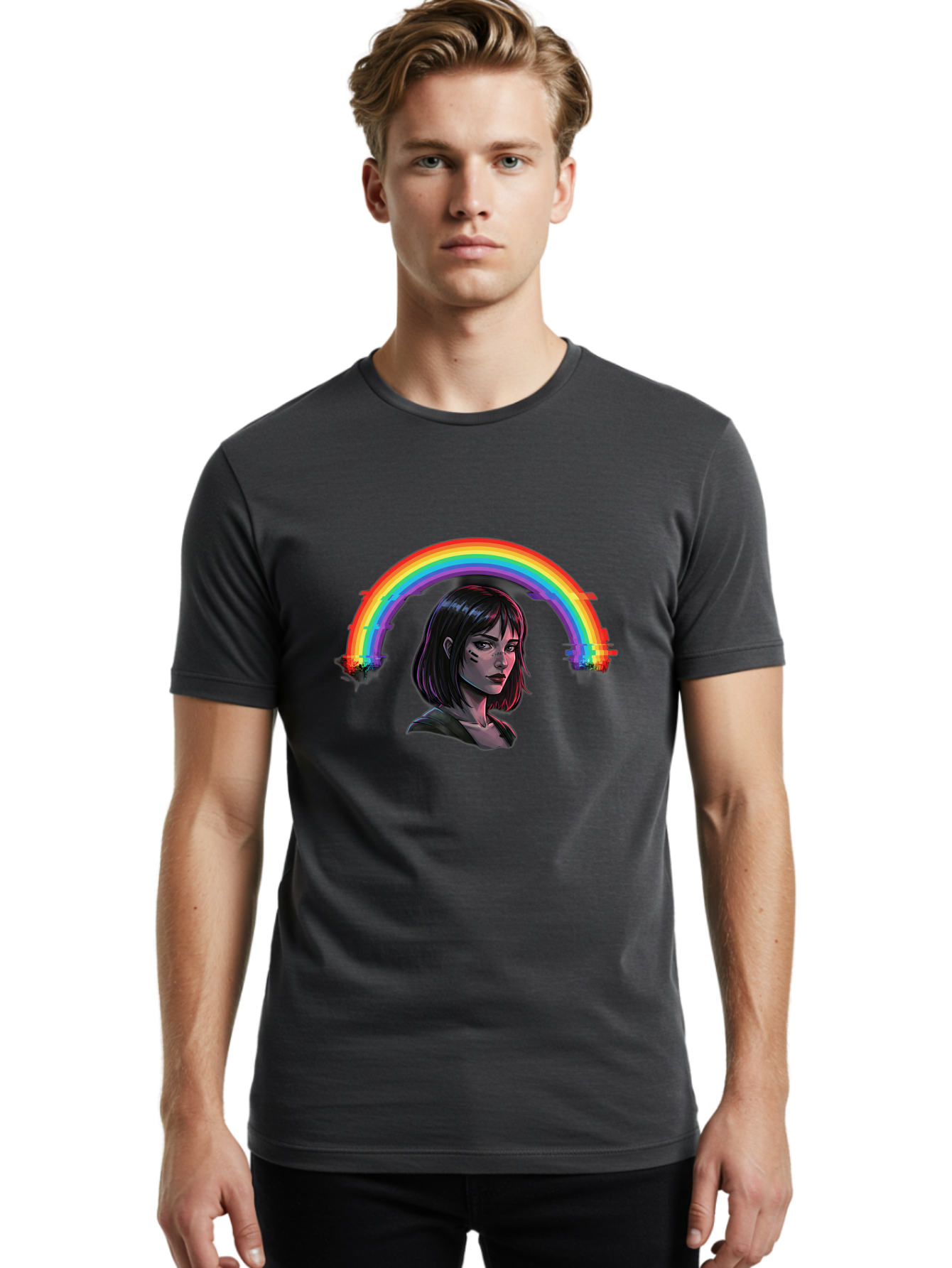Girl-With-Rainbow Men'S Graphic Tee, 100% Cotton, Comfortable Casual Summer Wear, Machine Washable, Vintage Camera, Old Camera, Antique Camera, Black Camera, Classic Photography, Photography Equipment, Nostalgic Device, Film Camera, Camera Art Bai036