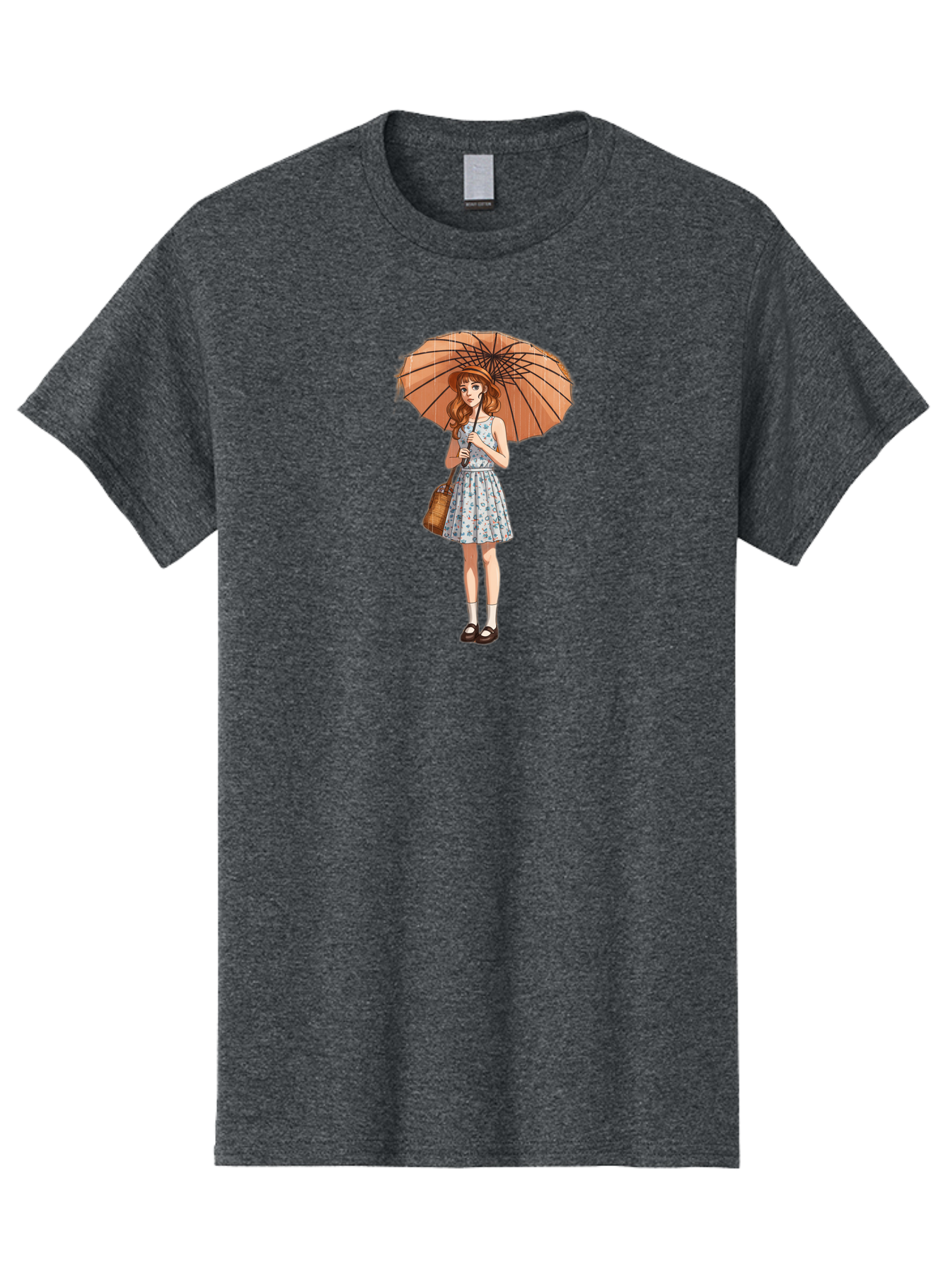Girl-With-Umbrella-2 Men'S Graphic Tee, 100% Cotton, Comfortable Casual Summer Wear, Machine Washable, Vintage Camera, Old Camera, Antique Camera, Black Camera, Classic Photography, Photography Equipment, Nostalgic Device, Film Camera, Bai038