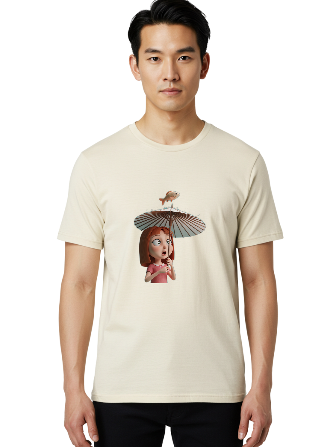 Girl-With-Umbrella-And-Fish Men'S Graphic Tee, 100% Cotton, Comfortable Casual Summer Wear, Machine Washable, Vintage Camera, Old Camera, Antique Camera, Black Camera, Classic Photography, Photography Equipment, Nostalgic Device, Film Camera, Bai039