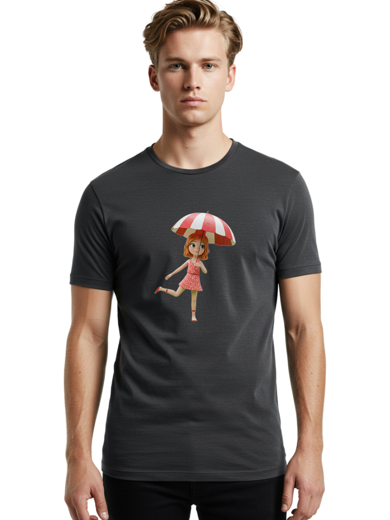 Girl-With-Umbrella Men'S Graphic Tee, 100% Cotton, Comfortable Casual Summer Wear, Machine Washable, Vintage Camera, Old Camera, Antique Camera, Black Camera, Classic Photography, Photography Equipment, Nostalgic Device, Film Camera, Bai040