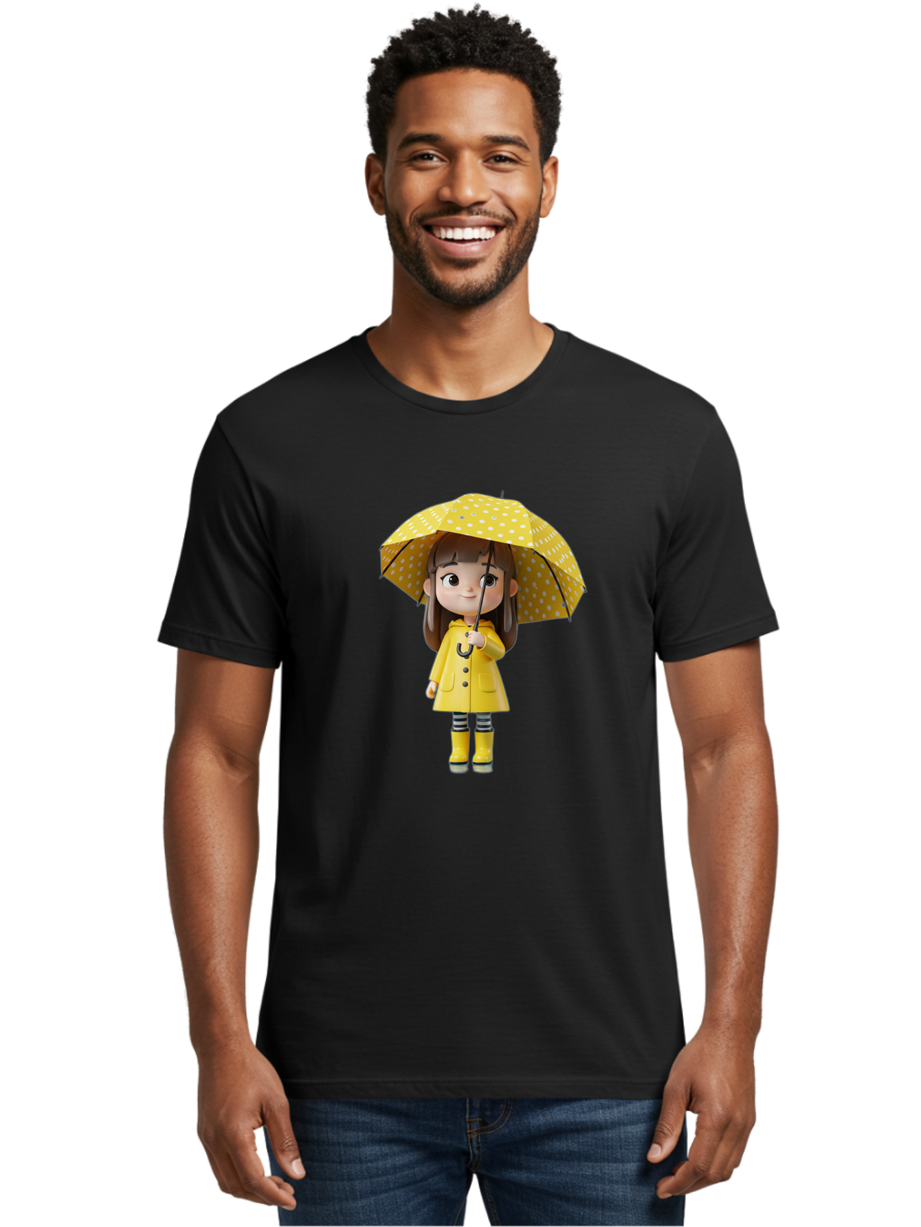 Girl-With-Yellow-Raincoat-And-Umbrella Men'S Graphic Tee, 100% Cotton, Comfortable Casual Summer Wear, Machine Washable, Vintage Camera, Old Camera, Antique Camera, Black Camera, Classic Photography, Photography Equipment, Nostalgic Device, Bai041