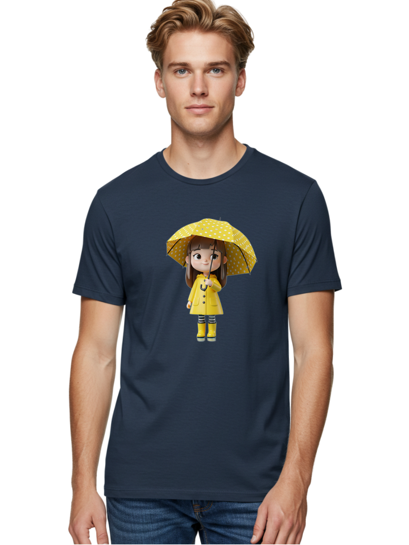 Girl-With-Yellow-Raincoat-And-Umbrella Men'S Graphic Tee, 100% Cotton, Comfortable Casual Summer Wear, Machine Washable, Vintage Camera, Old Camera, Antique Camera, Black Camera, Classic Photography, Photography Equipment, Nostalgic Device, Bai041