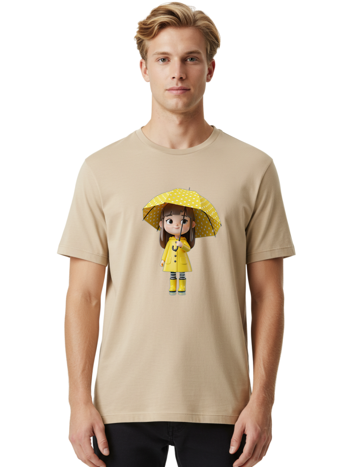 Girl-With-Yellow-Raincoat-And-Umbrella Men'S Graphic Tee, 100% Cotton, Comfortable Casual Summer Wear, Machine Washable, Vintage Camera, Old Camera, Antique Camera, Black Camera, Classic Photography, Photography Equipment, Nostalgic Device, Bai041