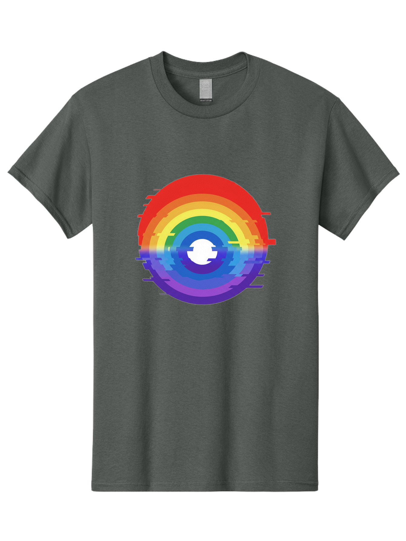 Glitch-Rainbow-Circle Men'S Graphic Tee, 100% Cotton, Comfortable Casual Summer Wear, Machine Washable, Vintage Camera, Old Camera, Antique Camera, Black Camera, Classic Photography, Photography Equipment, Nostalgic Device, Film Camera, Bai043