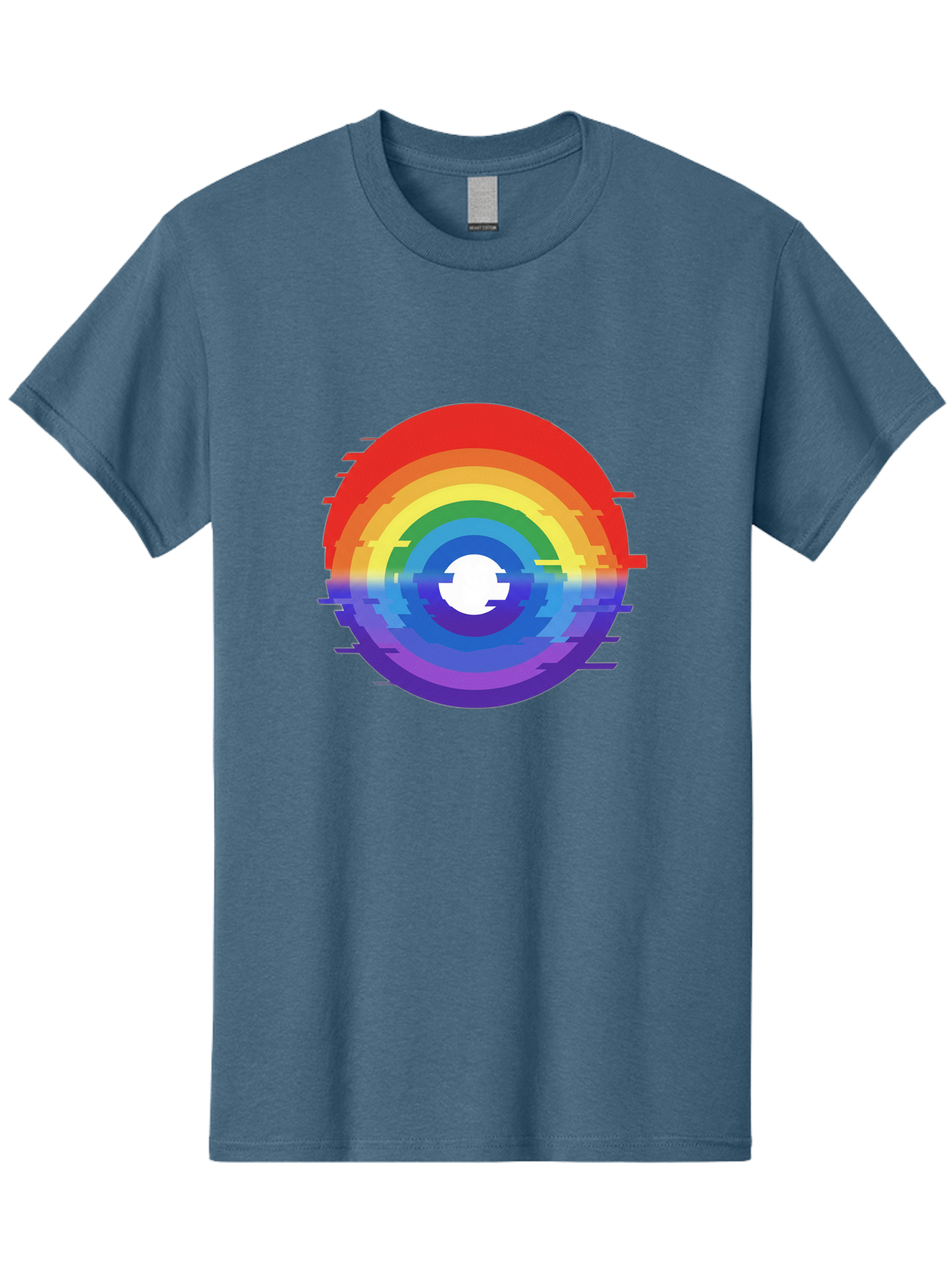 Glitch-Rainbow-Circle Men'S Graphic Tee, 100% Cotton, Comfortable Casual Summer Wear, Machine Washable, Vintage Camera, Old Camera, Antique Camera, Black Camera, Classic Photography, Photography Equipment, Nostalgic Device, Film Camera, Bai043