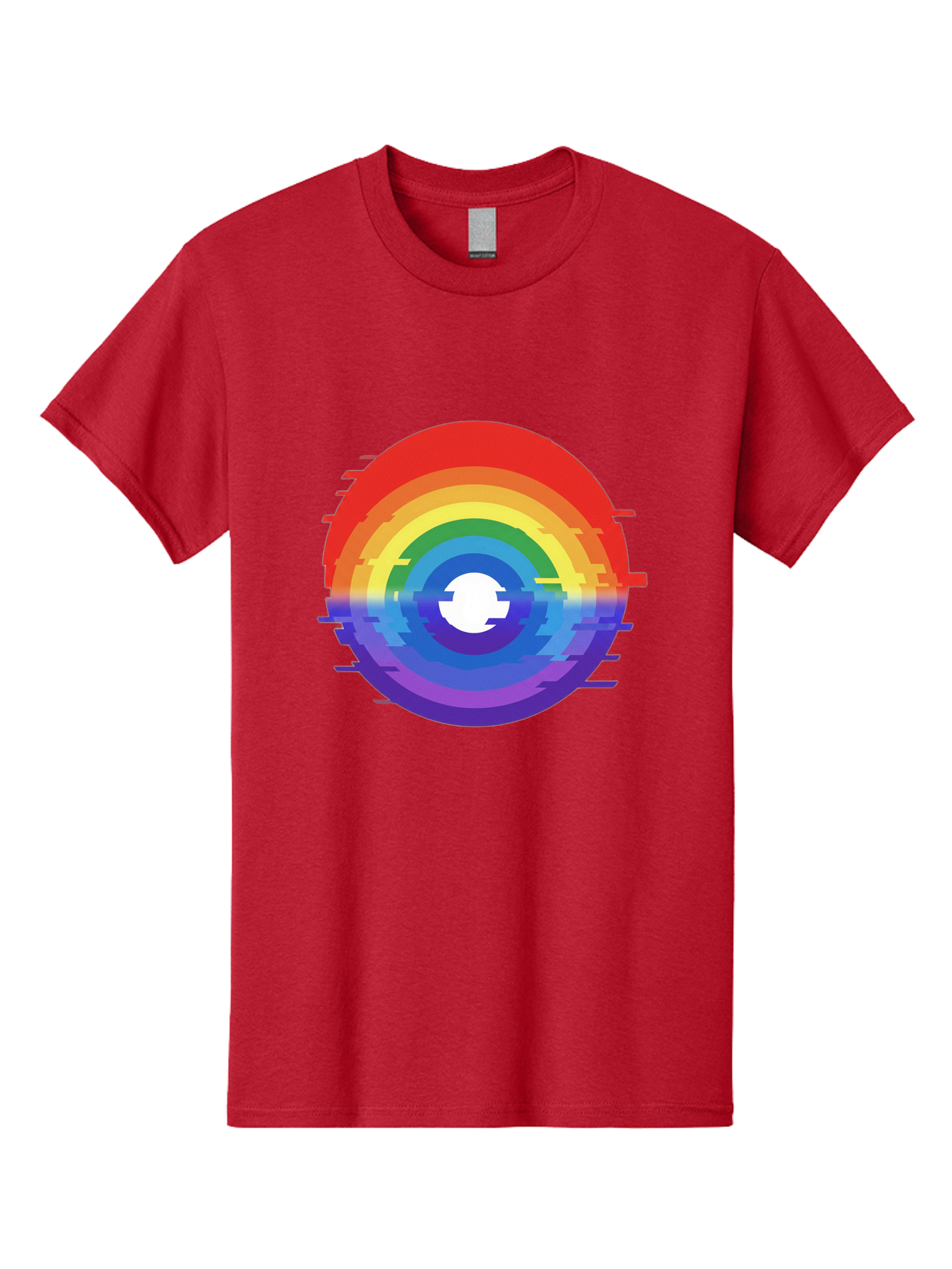 Glitch-Rainbow-Circle Men'S Graphic Tee, 100% Cotton, Comfortable Casual Summer Wear, Machine Washable, Vintage Camera, Old Camera, Antique Camera, Black Camera, Classic Photography, Photography Equipment, Nostalgic Device, Film Camera, Bai043