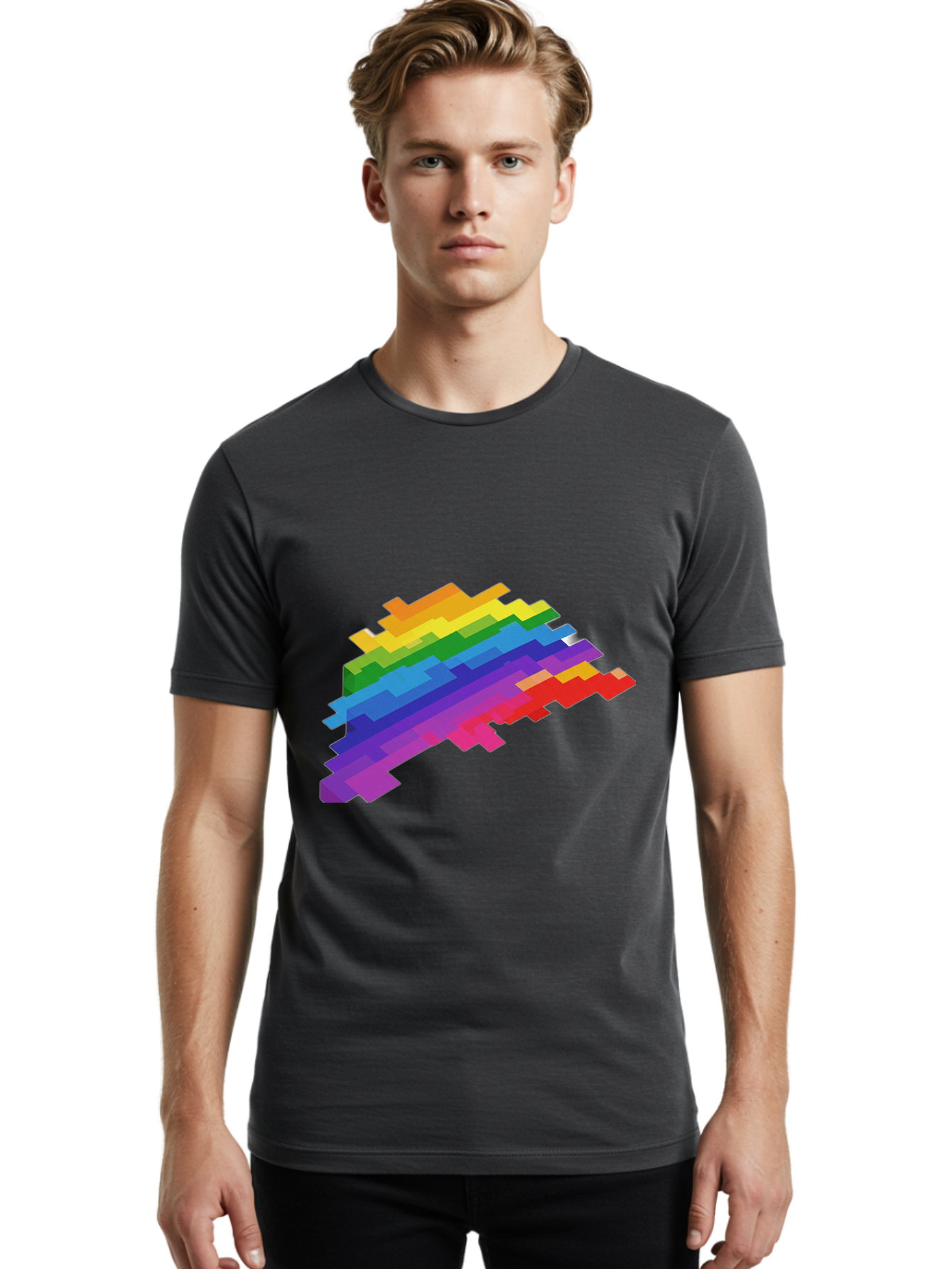 Glitchy-Rainbow Men'S Graphic Tee, 100% Cotton, Comfortable Casual Summer Wear, Machine Washable, Vintage Camera, Old Camera, Antique Camera, Black Camera, Classic Photography, Photography Equipment, Nostalgic Device, Film Camera, Camera Art Bai044