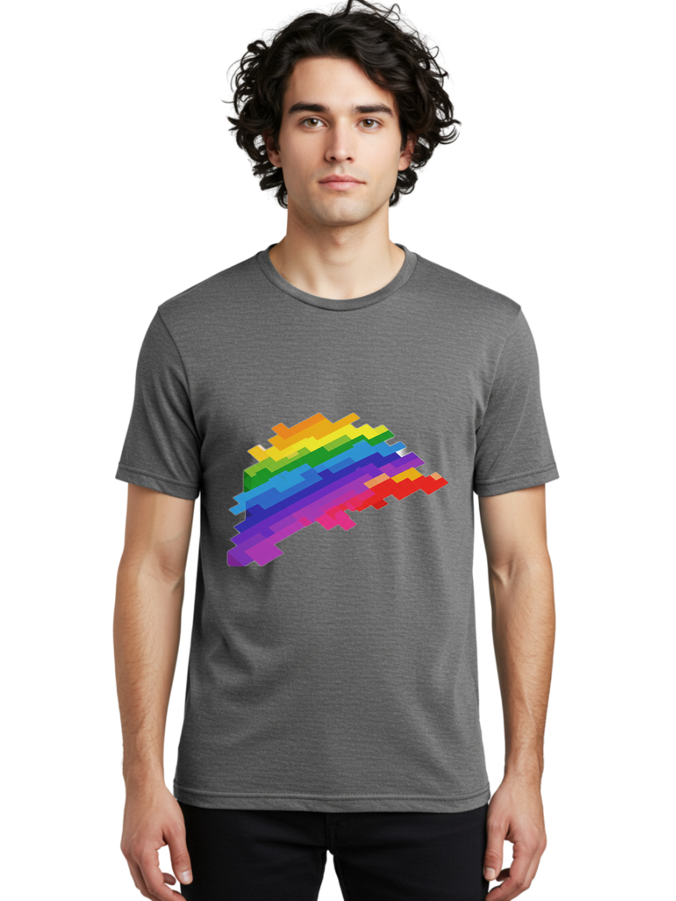Glitchy-Rainbow Men'S Graphic Tee, 100% Cotton, Comfortable Casual Summer Wear, Machine Washable, Vintage Camera, Old Camera, Antique Camera, Black Camera, Classic Photography, Photography Equipment, Nostalgic Device, Film Camera, Camera Art Bai044