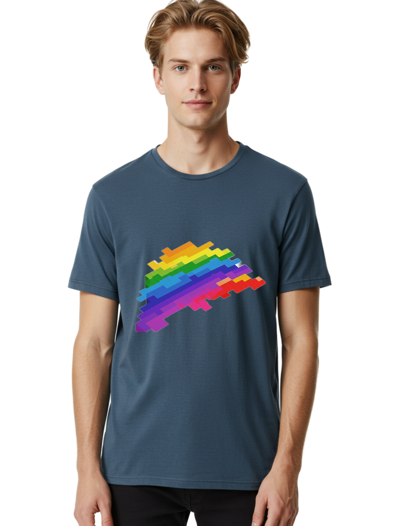 Glitchy-Rainbow Men'S Graphic Tee, 100% Cotton, Comfortable Casual Summer Wear, Machine Washable, Vintage Camera, Old Camera, Antique Camera, Black Camera, Classic Photography, Photography Equipment, Nostalgic Device, Film Camera, Camera Art Bai044