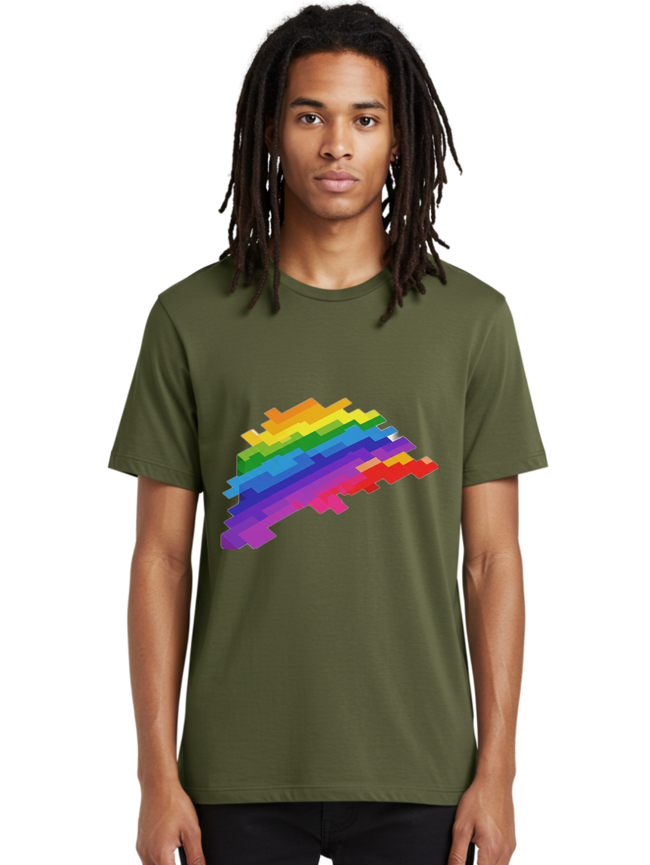 Glitchy-Rainbow Men'S Graphic Tee, 100% Cotton, Comfortable Casual Summer Wear, Machine Washable, Vintage Camera, Old Camera, Antique Camera, Black Camera, Classic Photography, Photography Equipment, Nostalgic Device, Film Camera, Camera Art Bai044
