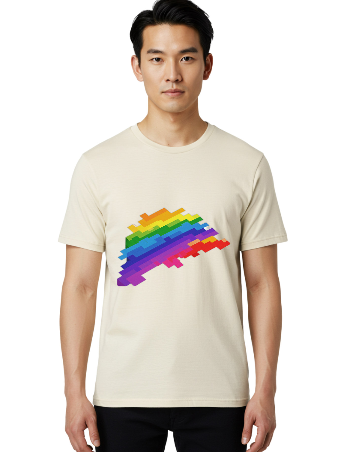 Glitchy-Rainbow Men'S Graphic Tee, 100% Cotton, Comfortable Casual Summer Wear, Machine Washable, Vintage Camera, Old Camera, Antique Camera, Black Camera, Classic Photography, Photography Equipment, Nostalgic Device, Film Camera, Camera Art Bai044
