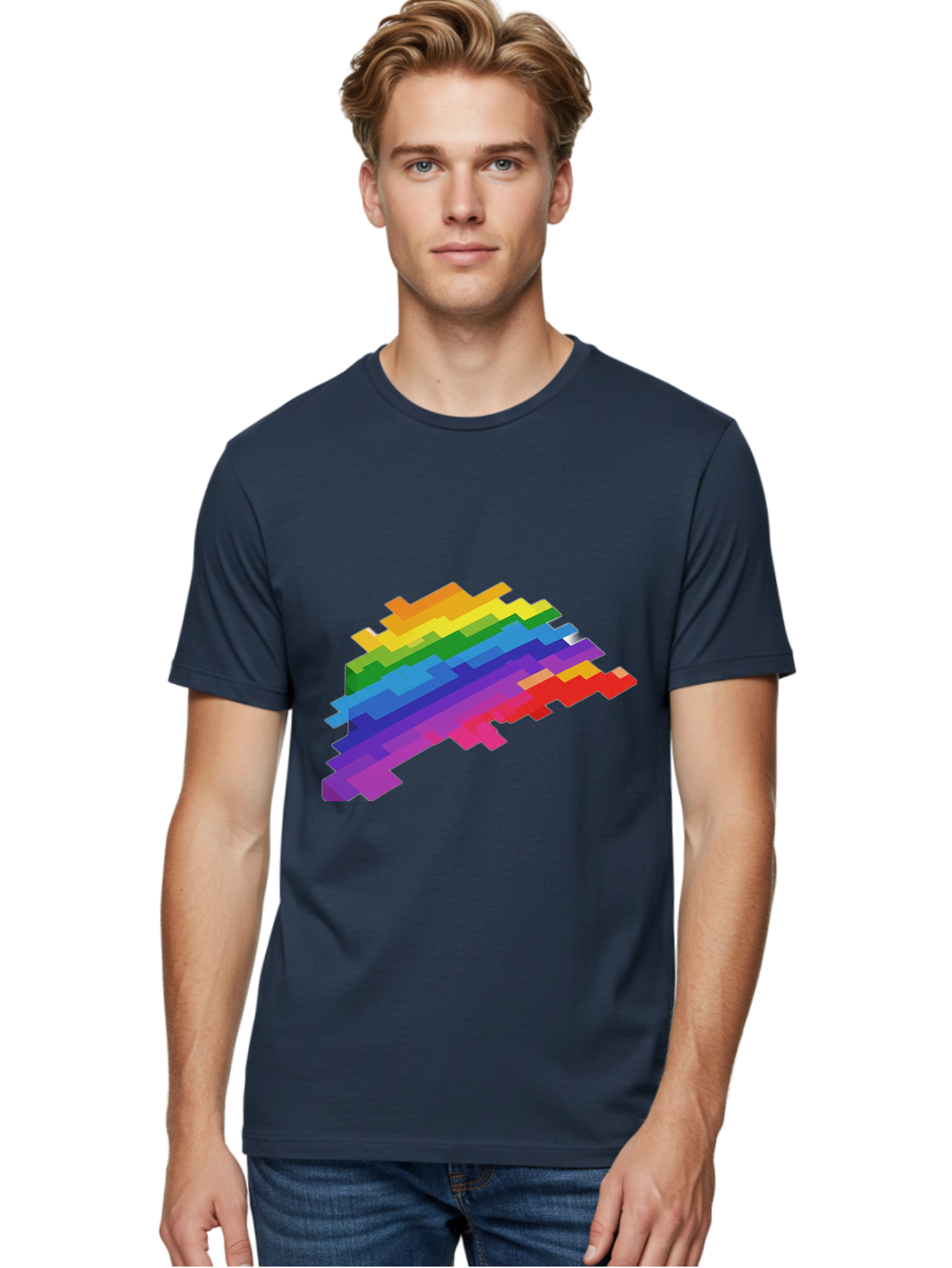 Glitchy-Rainbow Men'S Graphic Tee, 100% Cotton, Comfortable Casual Summer Wear, Machine Washable, Vintage Camera, Old Camera, Antique Camera, Black Camera, Classic Photography, Photography Equipment, Nostalgic Device, Film Camera, Camera Art Bai044