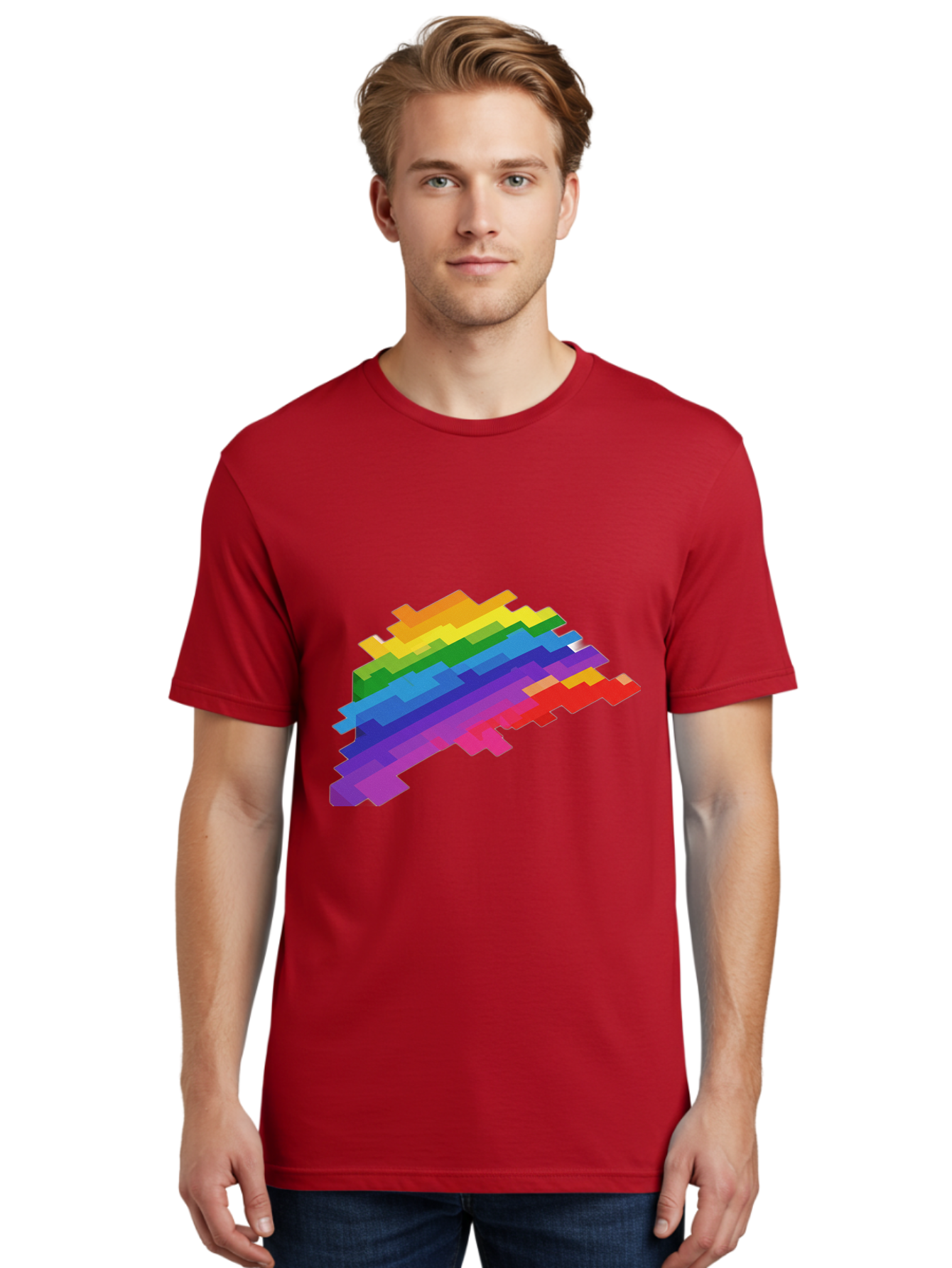 Glitchy-Rainbow Men'S Graphic Tee, 100% Cotton, Comfortable Casual Summer Wear, Machine Washable, Vintage Camera, Old Camera, Antique Camera, Black Camera, Classic Photography, Photography Equipment, Nostalgic Device, Film Camera, Camera Art Bai044