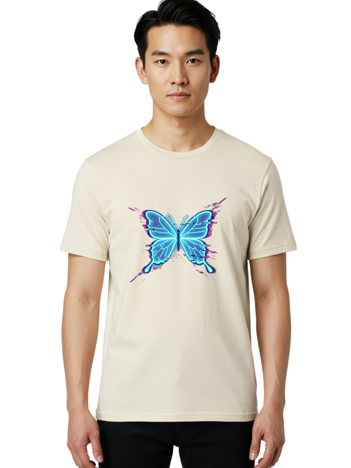 Glowing-Butterfly-1 Men'S Graphic Tee, 100% Cotton, Comfortable Casual Summer Wear, Machine Washable, Vintage Camera, Old Camera, Antique Camera, Black Camera, Classic Photography, Photography Equipment, Nostalgic Device, Film Camera, Bai046