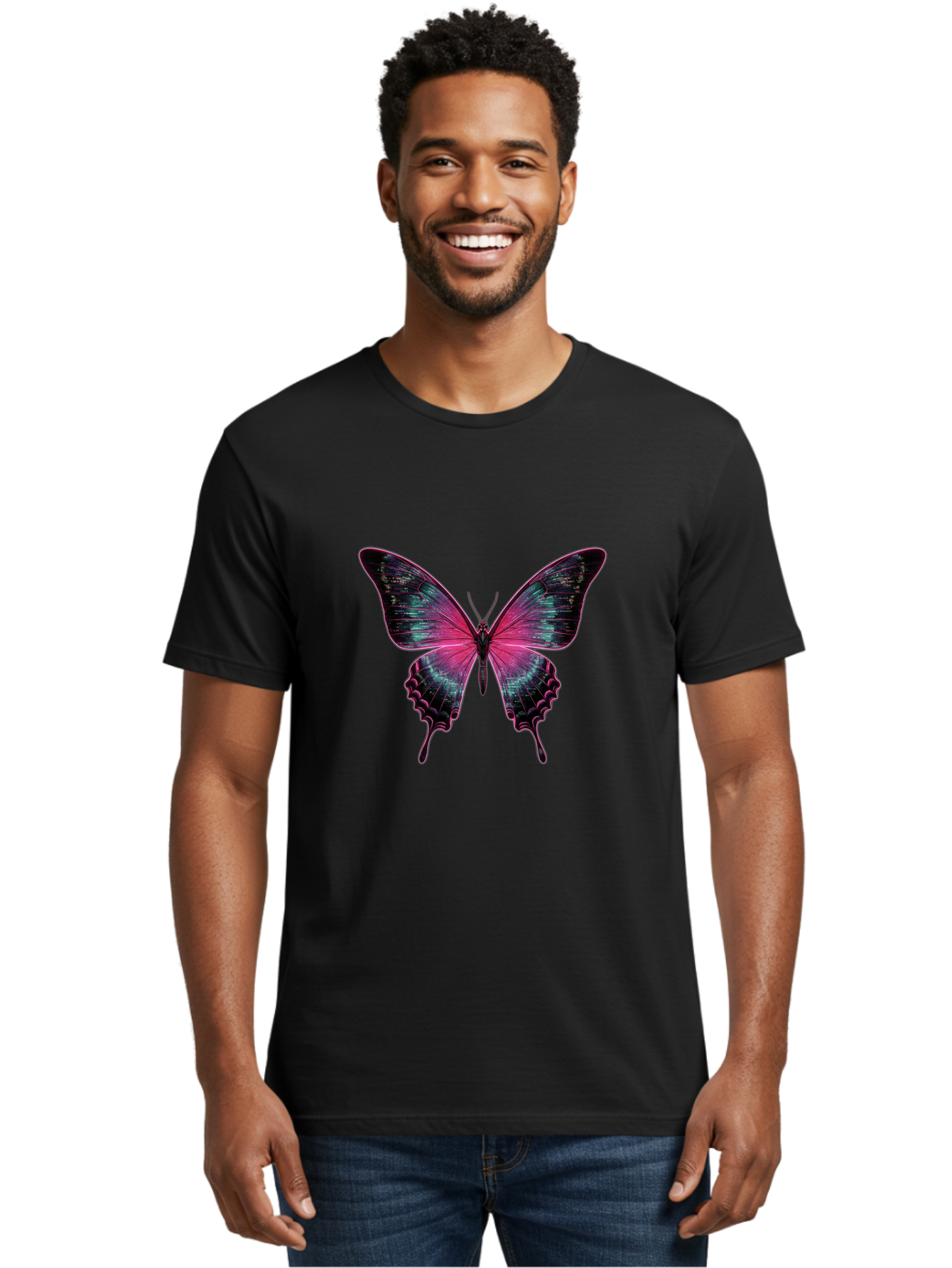 Glowing-Butterfly-2 Men'S Graphic Tee, 100% Cotton, Comfortable Casual Summer Wear, Machine Washable, Vintage Camera, Old Camera, Antique Camera, Black Camera, Classic Photography, Photography Equipment, Nostalgic Device, Film Camera, Bai047