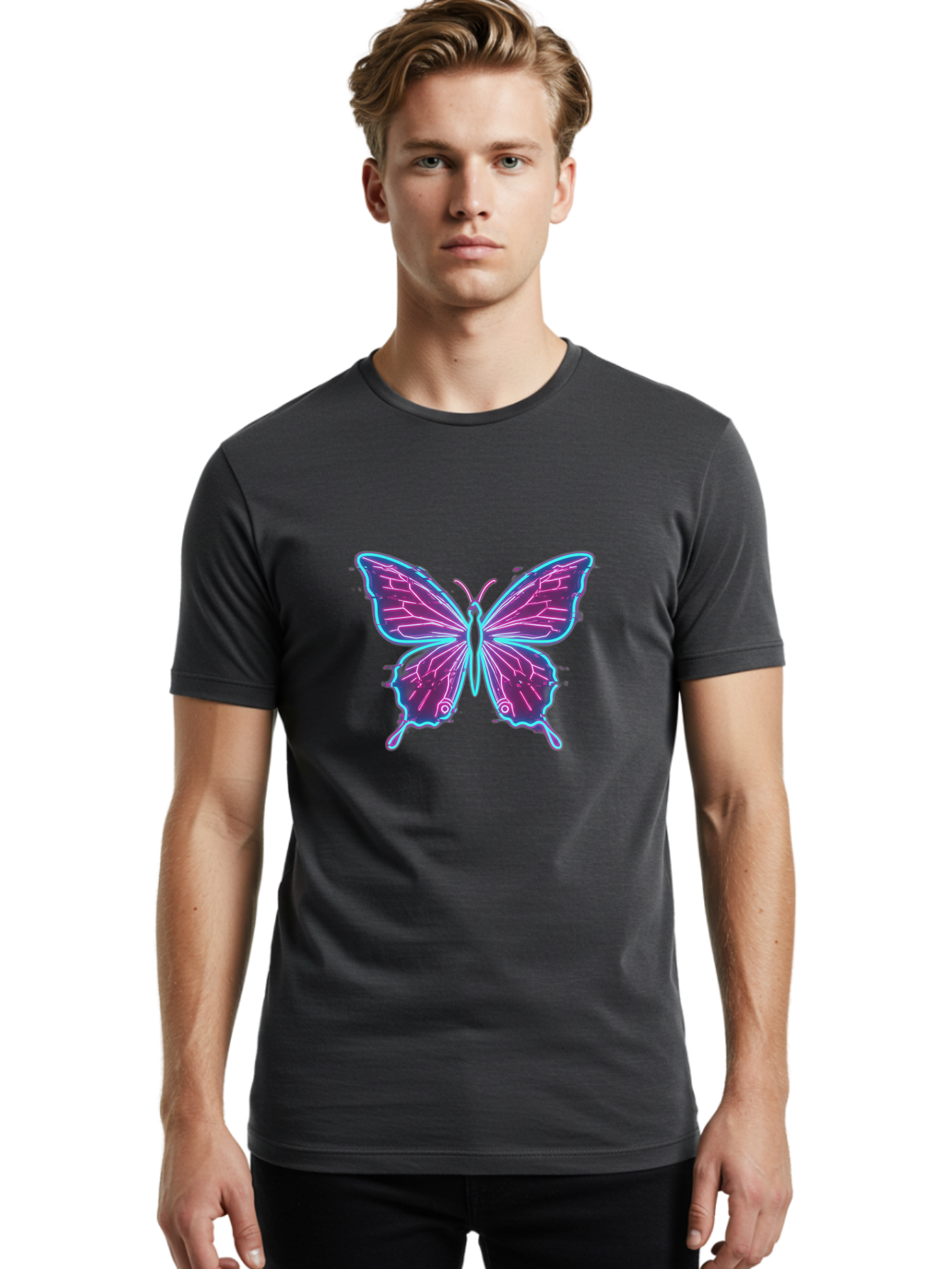 Glowing-Butterfly Men'S Graphic Tee, 100% Cotton, Comfortable Casual Summer Wear, Machine Washable, Vintage Camera, Old Camera, Antique Camera, Black Camera, Classic Photography, Photography Equipment, Nostalgic Device, Film Camera, Camera Art Bai048