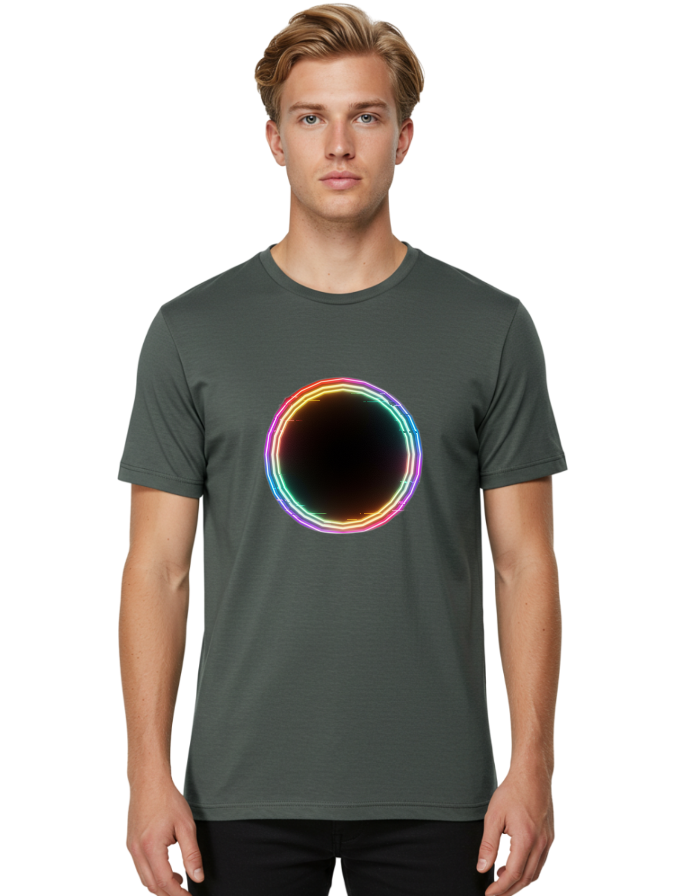 Glowing-Circle Men'S Graphic Tee, 100% Cotton, Comfortable Casual Summer Wear, Machine Washable, Vintage Camera, Old Camera, Antique Camera, Black Camera, Classic Photography, Photography Equipment, Nostalgic Device, Film Camera, Camera Art Bai049
