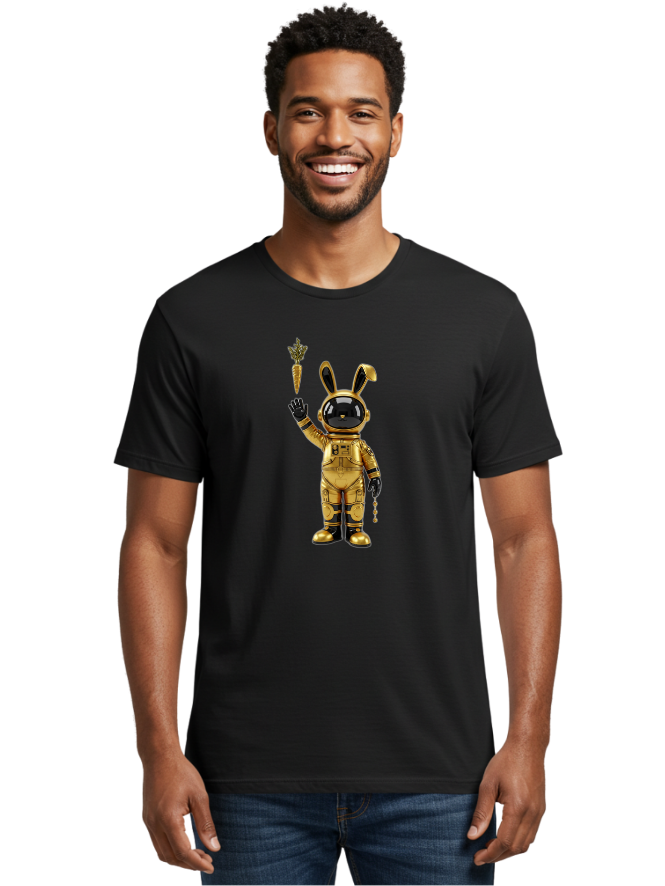 Gold-Space-Bunny Men'S Graphic Tee, 100% Cotton, Comfortable Casual Summer Wear, Machine Washable, Vintage Camera, Old Camera, Antique Camera, Black Camera, Classic Photography, Photography Equipment, Nostalgic Device, Film Camera, Camera Art Bai058