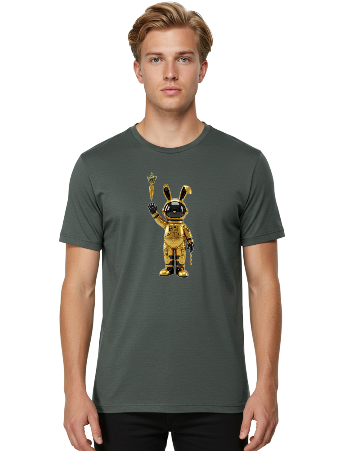 Gold-Space-Bunny Men'S Graphic Tee, 100% Cotton, Comfortable Casual Summer Wear, Machine Washable, Vintage Camera, Old Camera, Antique Camera, Black Camera, Classic Photography, Photography Equipment, Nostalgic Device, Film Camera, Camera Art Bai058