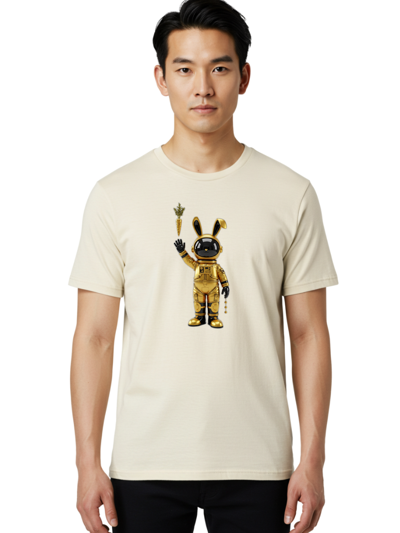 Gold-Space-Bunny Men'S Graphic Tee, 100% Cotton, Comfortable Casual Summer Wear, Machine Washable, Vintage Camera, Old Camera, Antique Camera, Black Camera, Classic Photography, Photography Equipment, Nostalgic Device, Film Camera, Camera Art Bai058